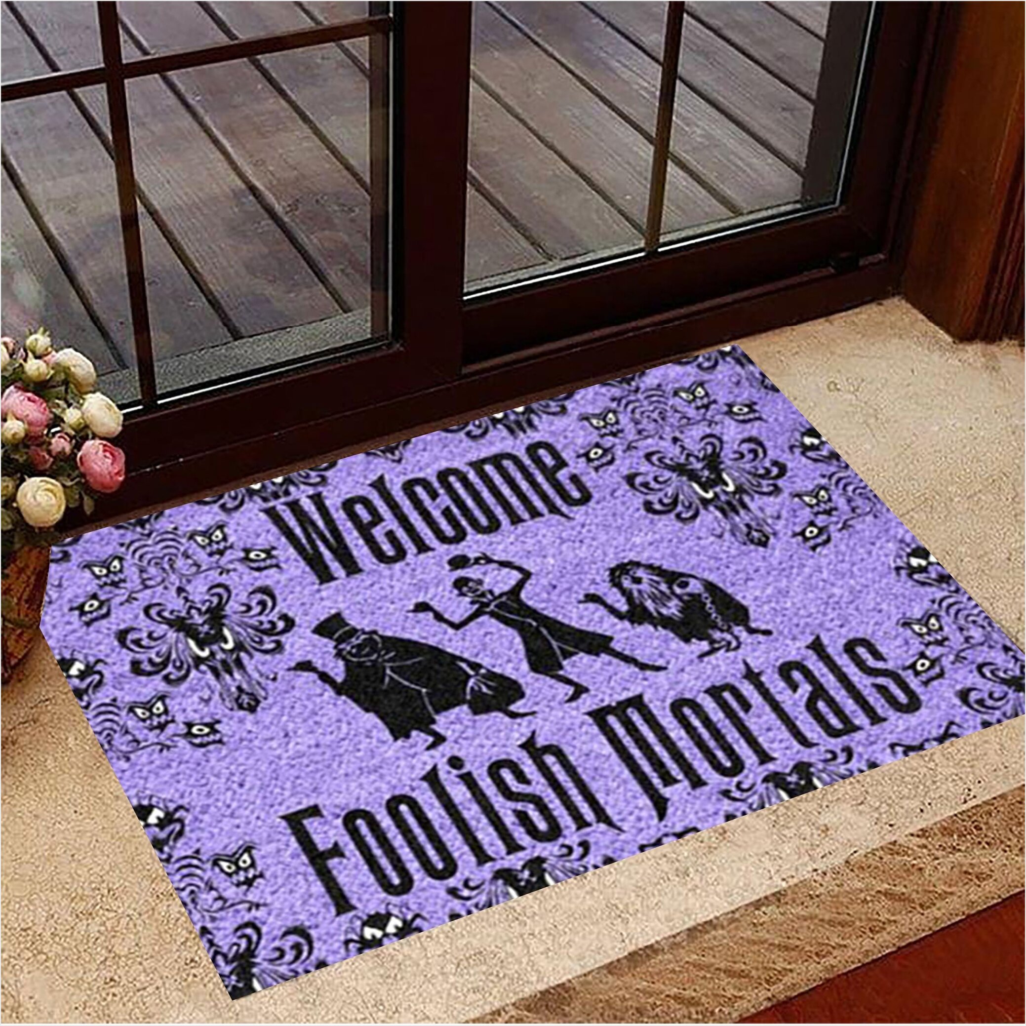 Welcome Foolish Mortals Doormat Funny Halloween Doormat Halloween Decorations Indoor-1