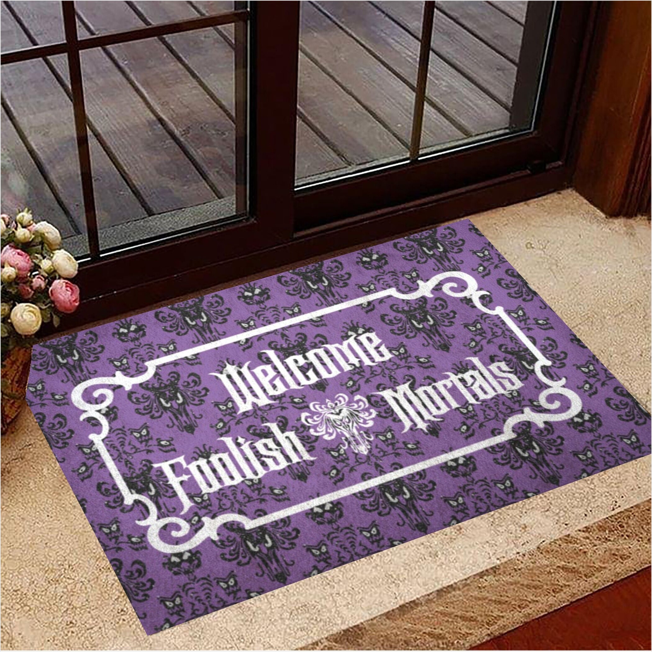 Welcome Foolish Mortals Doormat Sarcastic Door Mats Cool Halloween Decorations Gifts For BFF-1