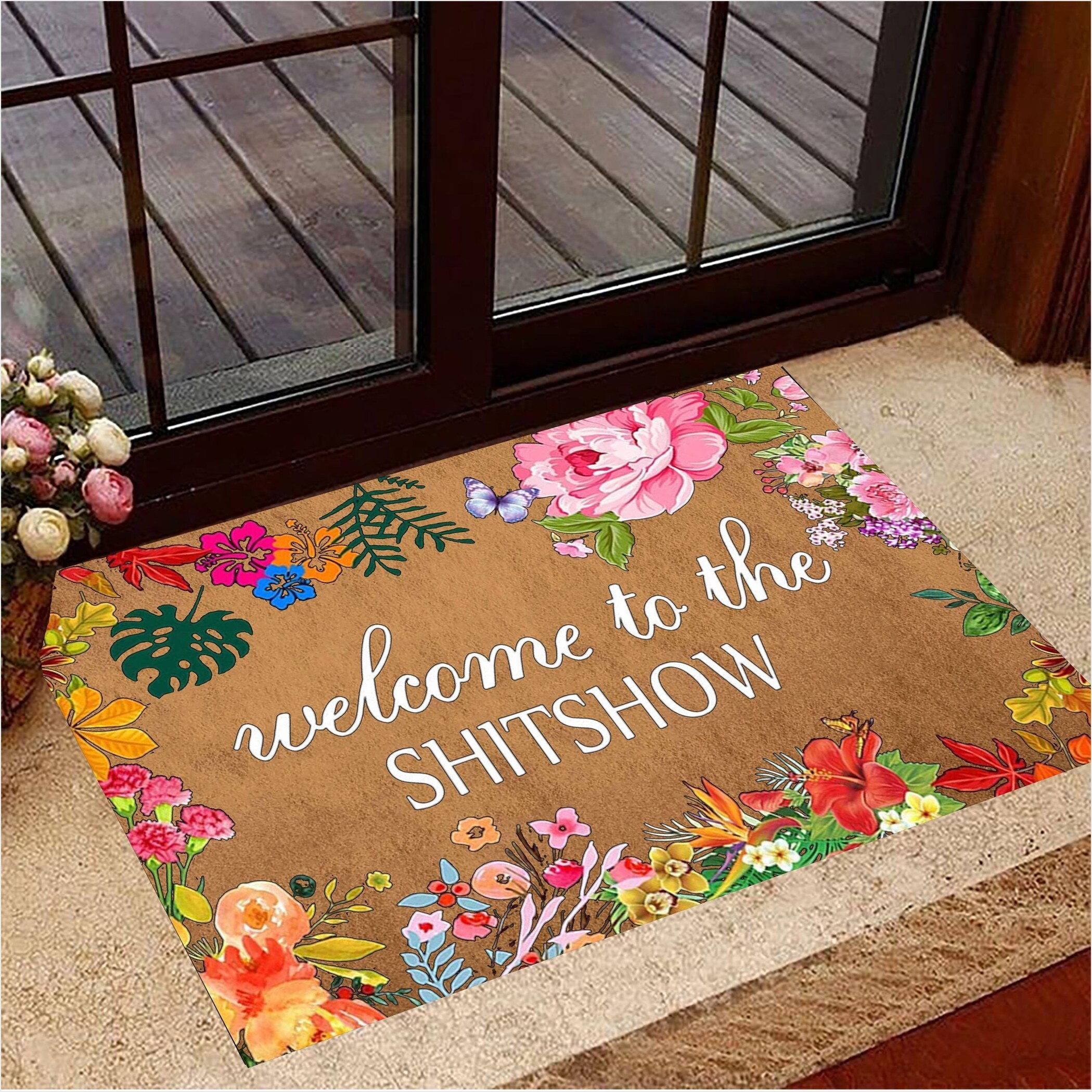 Welcome To The Shitshow Doormat Floral Funny Welcome Mat Floor House Decorative Gifts For Fans-1