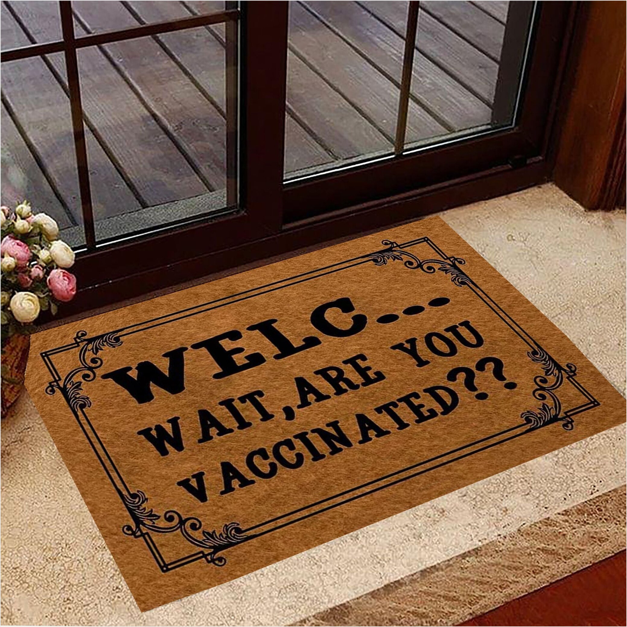 Welcome Wait Are You Vaccinated Doormat Welc Wait Are You Vaccinated Welcome Mat Gifts For Fans-1