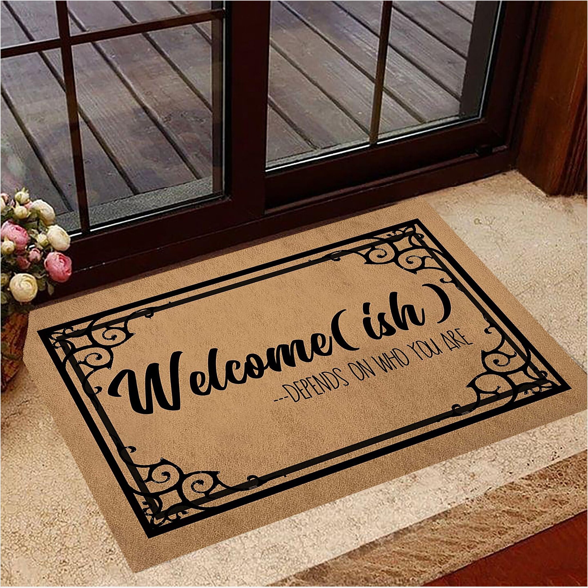 Welcome-ish Depends On Who You Are Doormat Inside Door Mats Gifts For New Homeowners-1