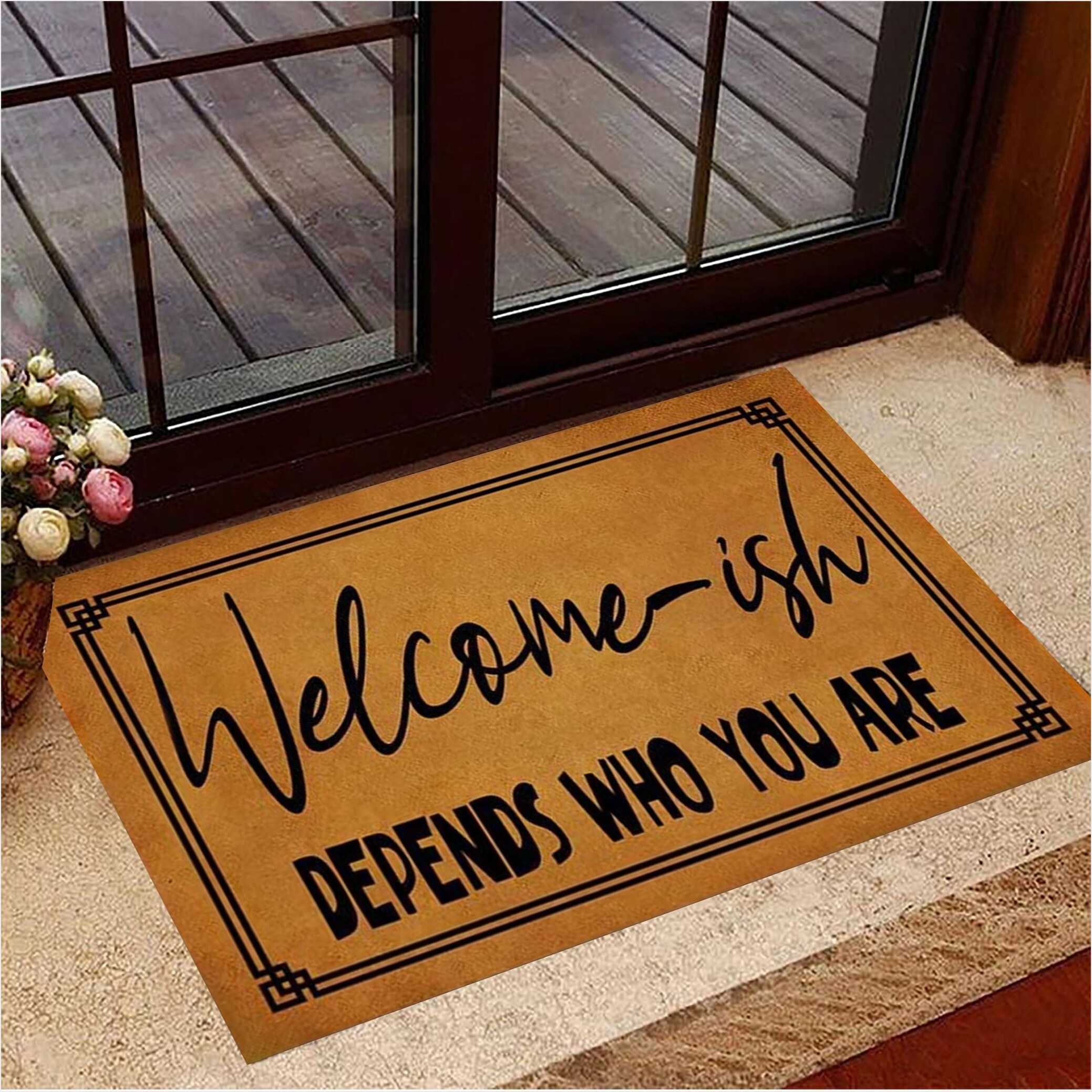 Welcome-ish Depends On Who You Are Doormat Welcome Home Mat New Home Gift Ideas Gifts For Fans-1