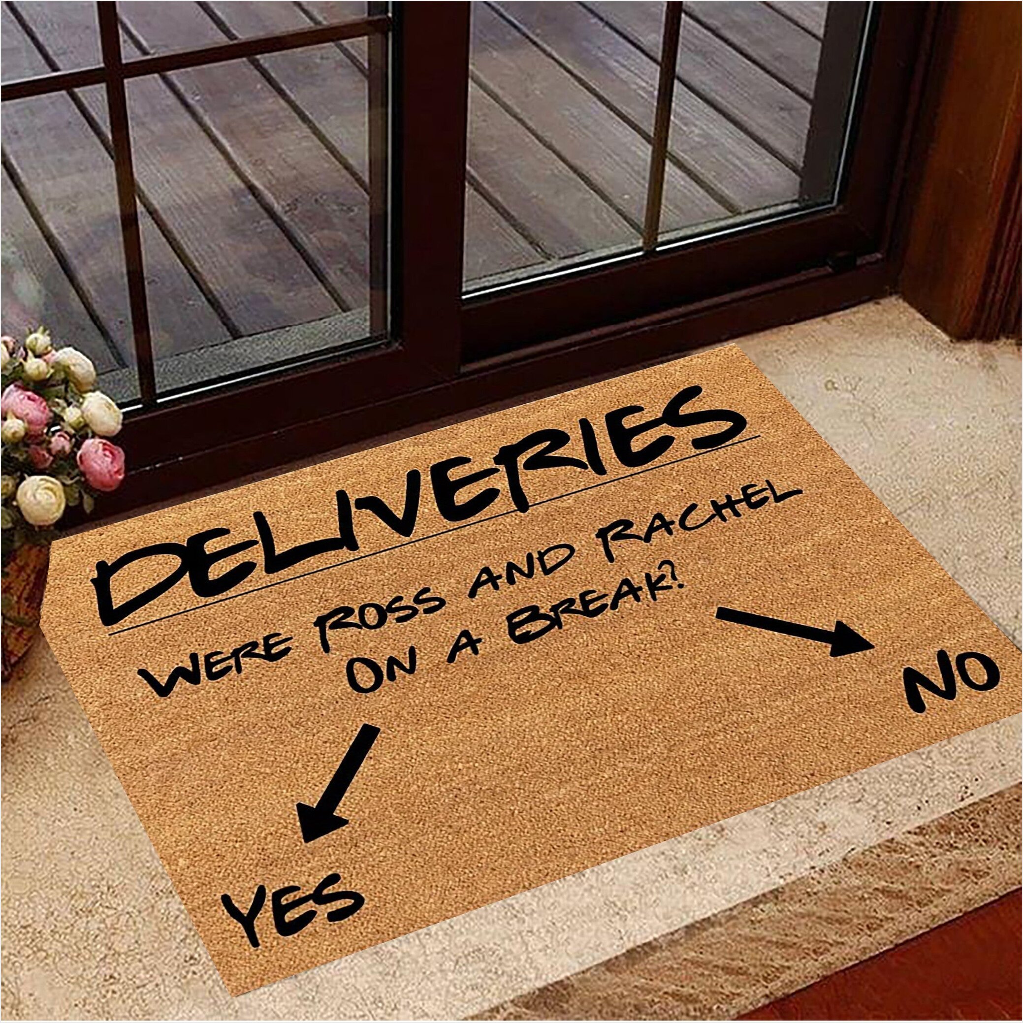 Were Ross And Rachel On A Break Doormat Funny Sayings Friends Door Mat Fan Gift Ideas-1