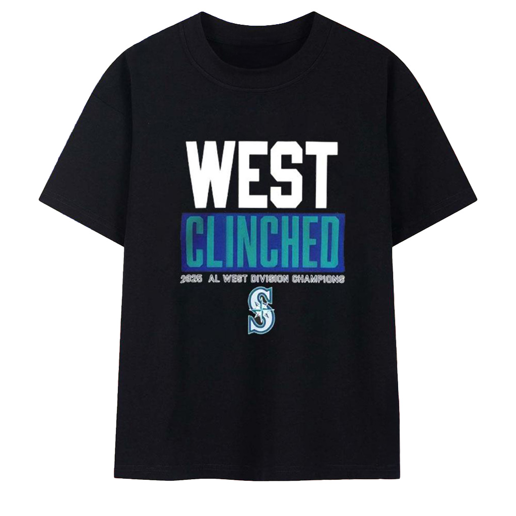 West Clinched 2025 AL West Division Champions T-Shirt Seattle Mariners Merch Fans Gifts-1