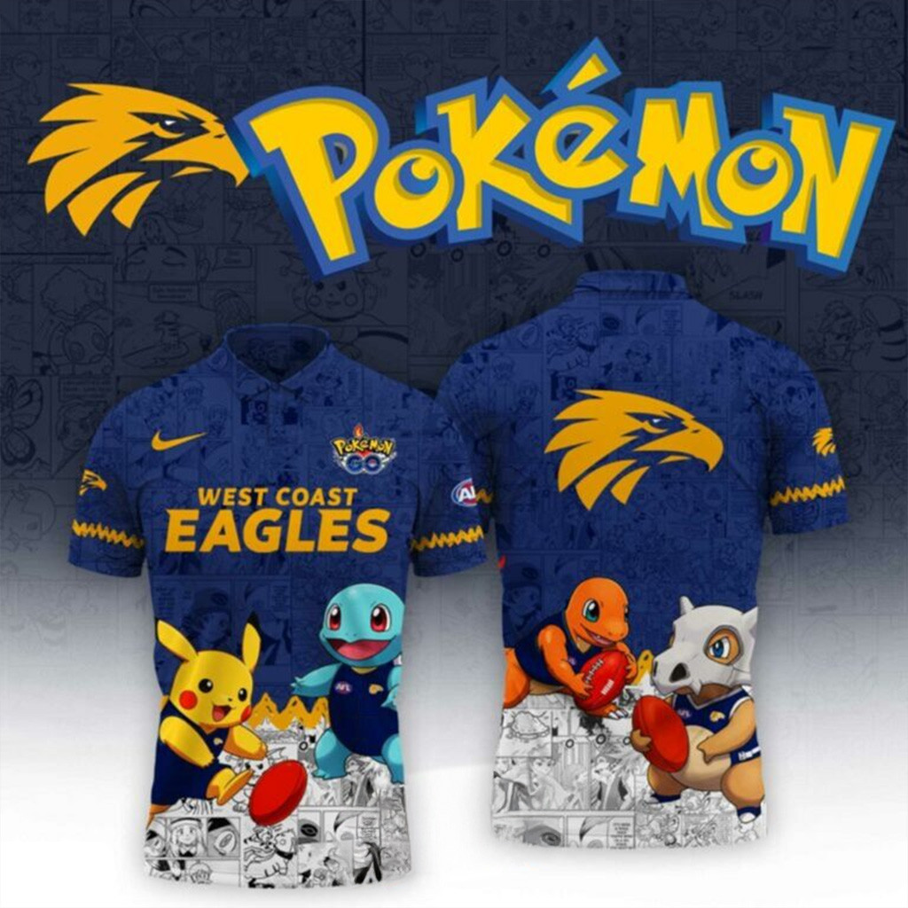 West Coast Eagles AFL Team Pokemon Polo Shirt Eagles Merch Present For Husband-1 West Coast Eagles AFL Team Pokemon Polo Shirt Eagles Merch Present For Husband-1
