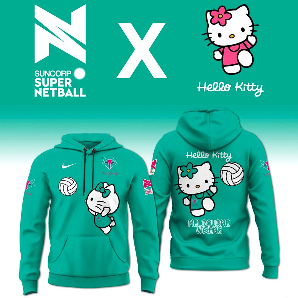 West Coast Fever Suncorp Super Netball X Hello Kitty 2025 Hoodie Gifts For Wife-1