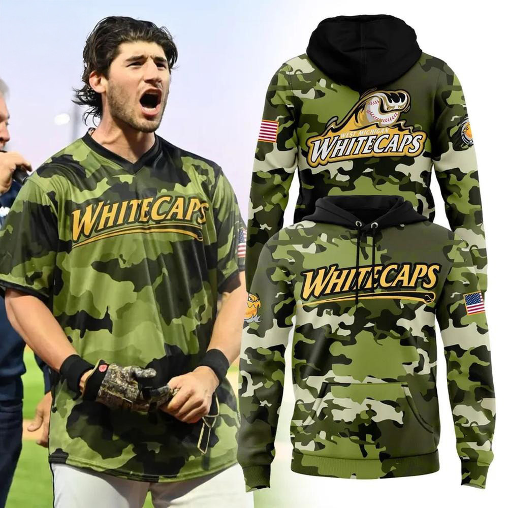 West Michigan Whitecaps Memorial Day Camo Hoodie Awesome Father's Day Gifts-1
