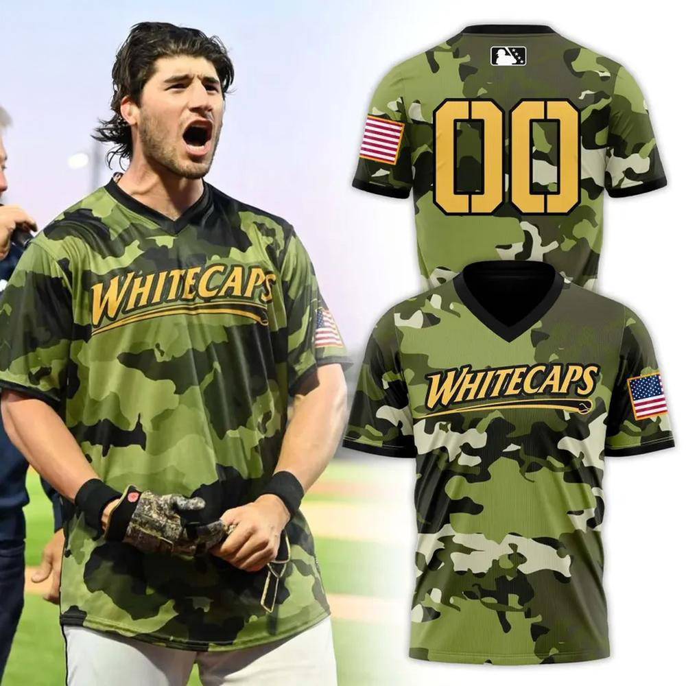 West Michigan Whitecaps Memorial Day Camo T-Shirt Awesome Father's Day Gifts-1