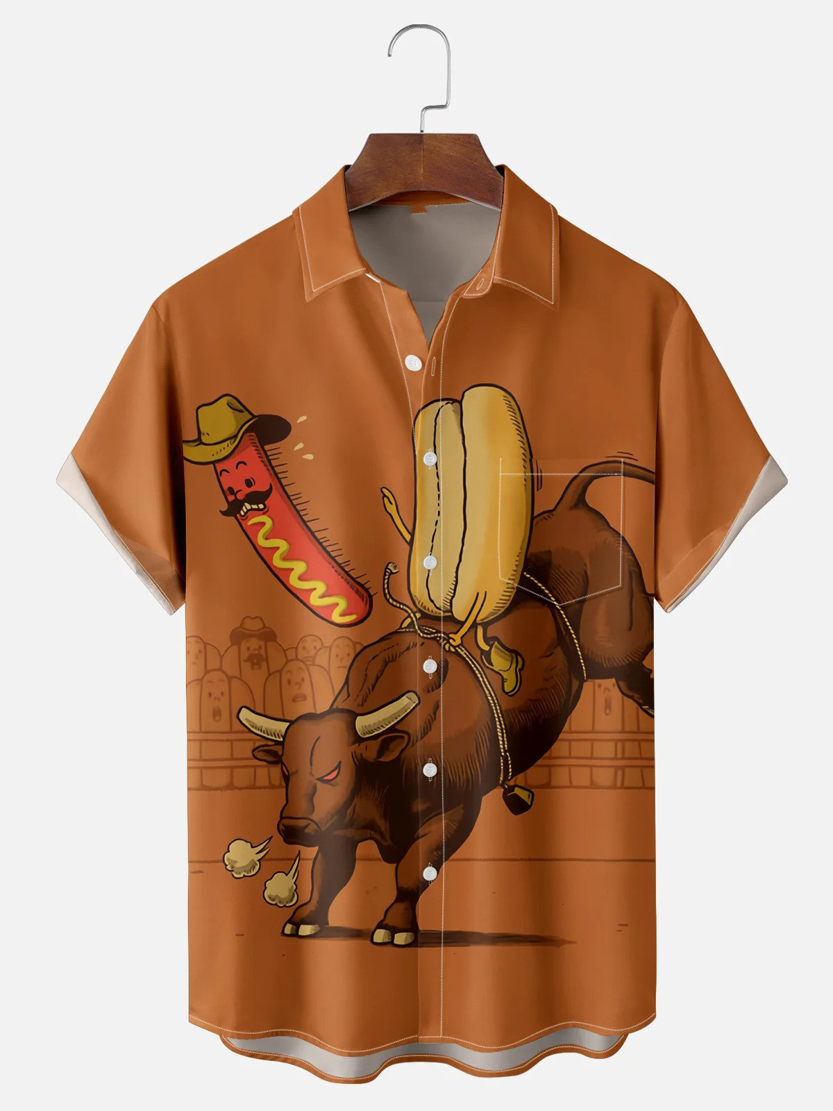 Western Hot Dog Cowboy Chest Pocket Hawaiian Shirt-1