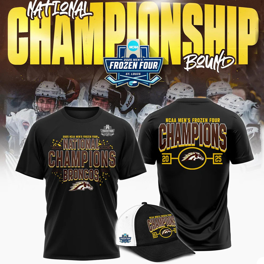 Western Michigan Broncos Frozen Four Championship 2025 Shirt Great Gifts For Hockey Fans-1