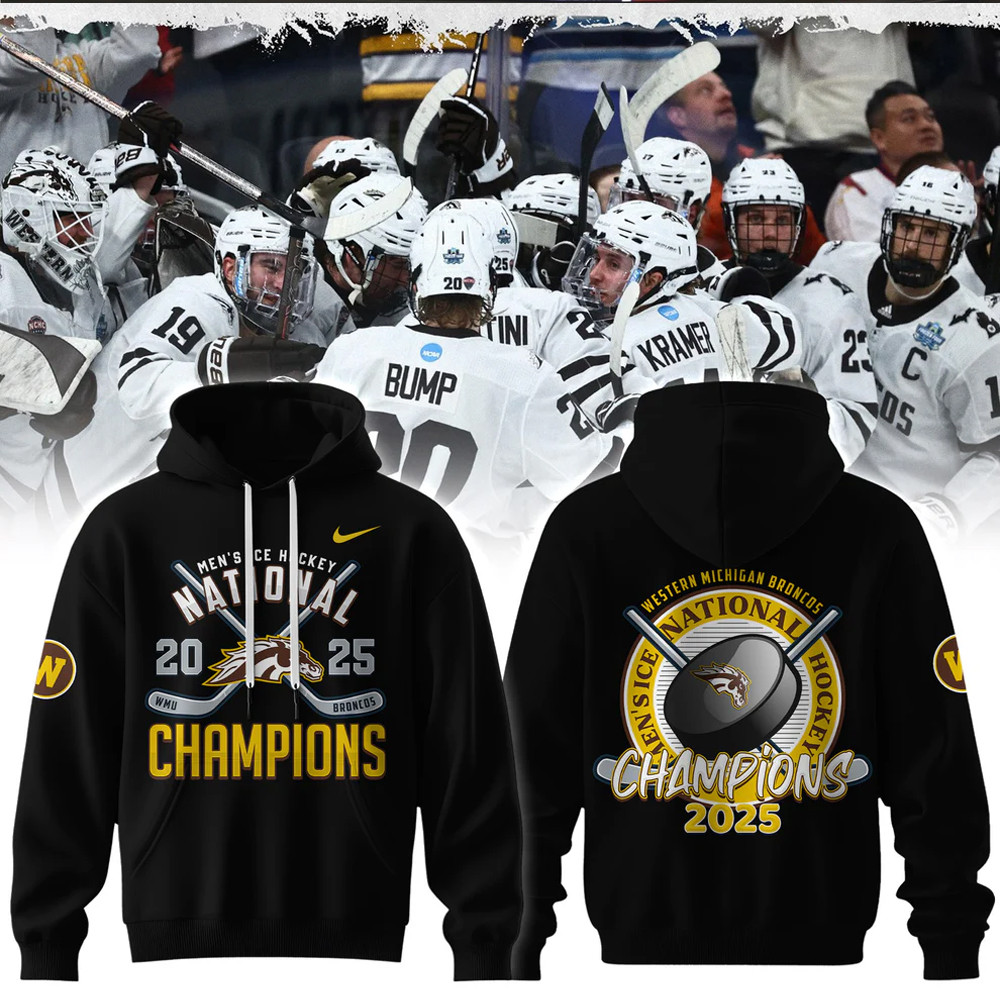 Western Michigan Broncos Men's Ice Hockey National Champions 2025 Hoodie Husband Gifts-1