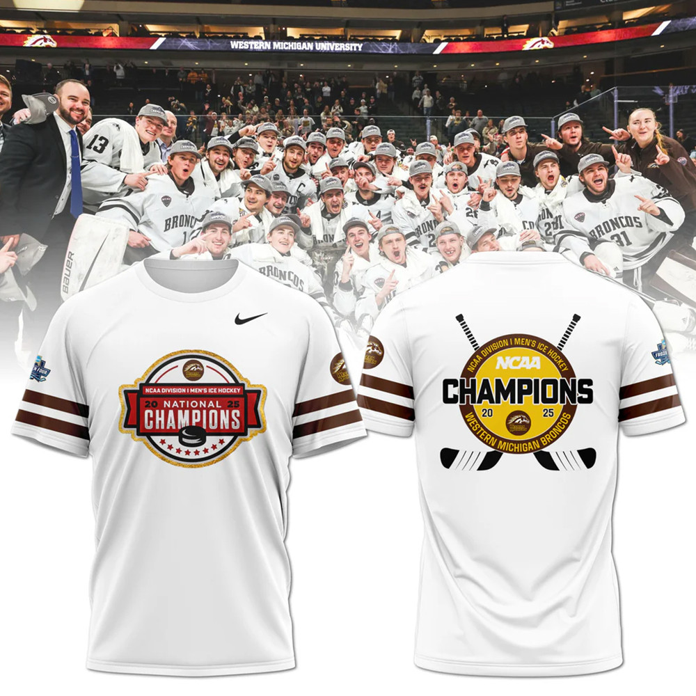 Western Michigan Broncos Men's Ice Hockey National Champions 2025 Shirt Gift Ideas For Fans-1