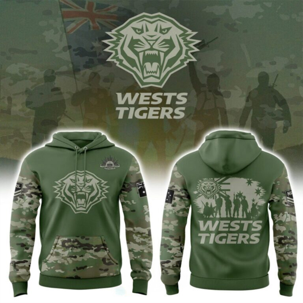 Wests Tigers NRL Team Veteran Hoodie Wests Tigers Merch Gifts For Husband-1