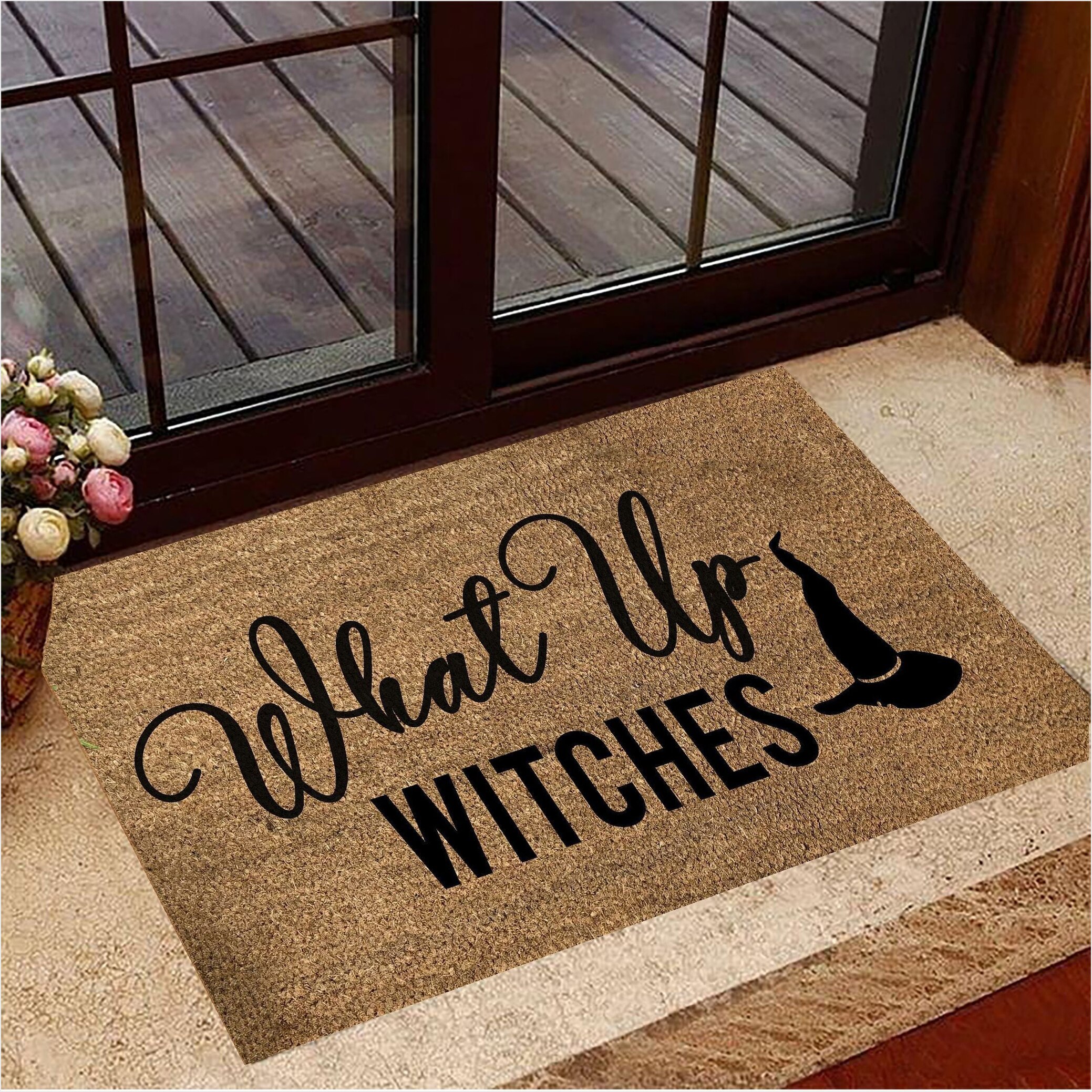 What Up Witches Halloween Doormat Funny Halloween Welcome Mat House Decor Gifts For Friends-1