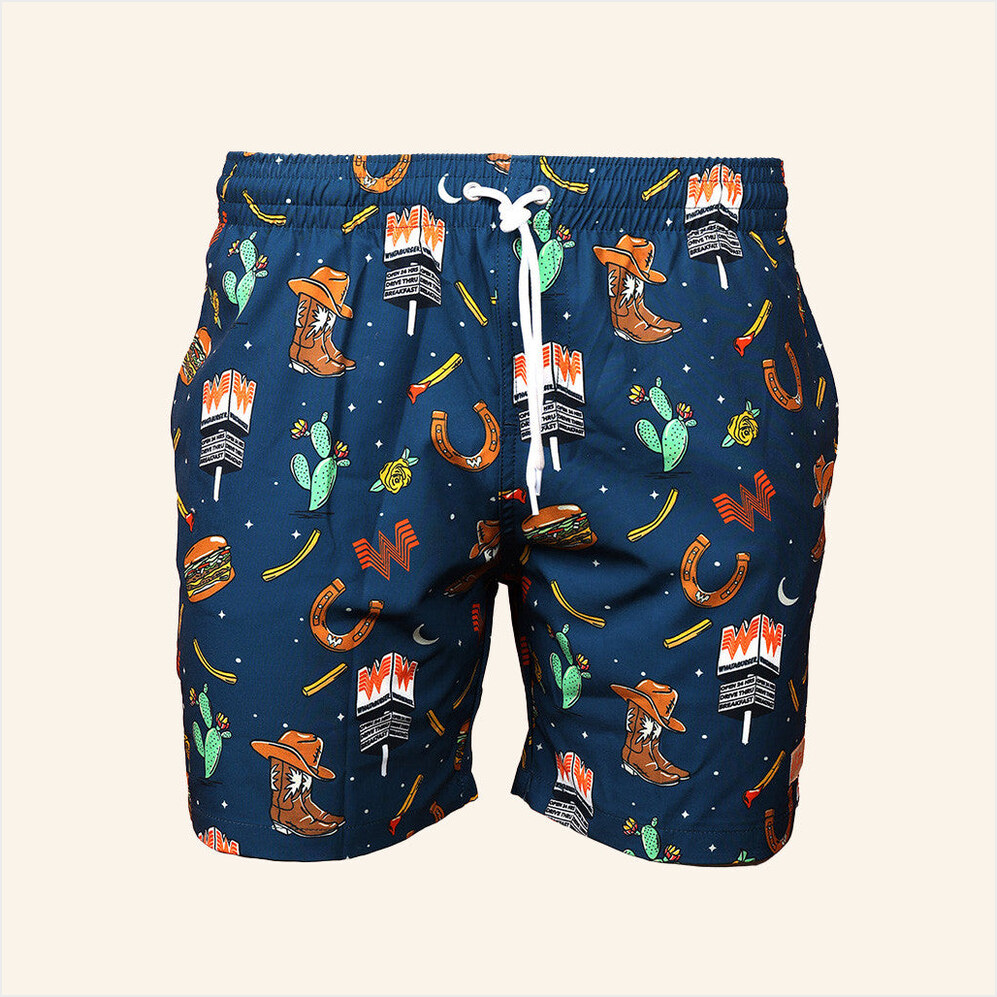 Whataburger Merch Navy College Swim Trunks Best Birthday Gifts For Boyfriend Gifts For Friends-1