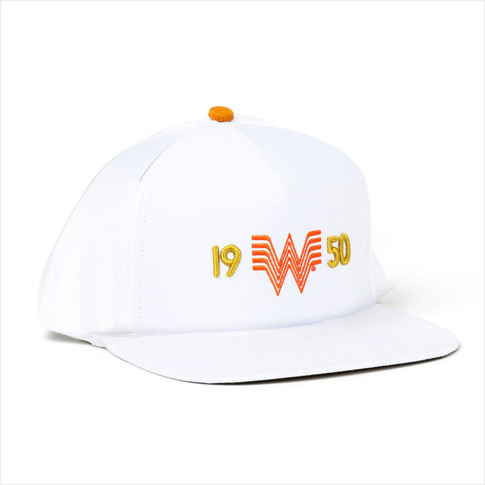 Whataburger Merch White W 1950 Staunch Collection Snapback Hat Embroidered Gifts For Him-1