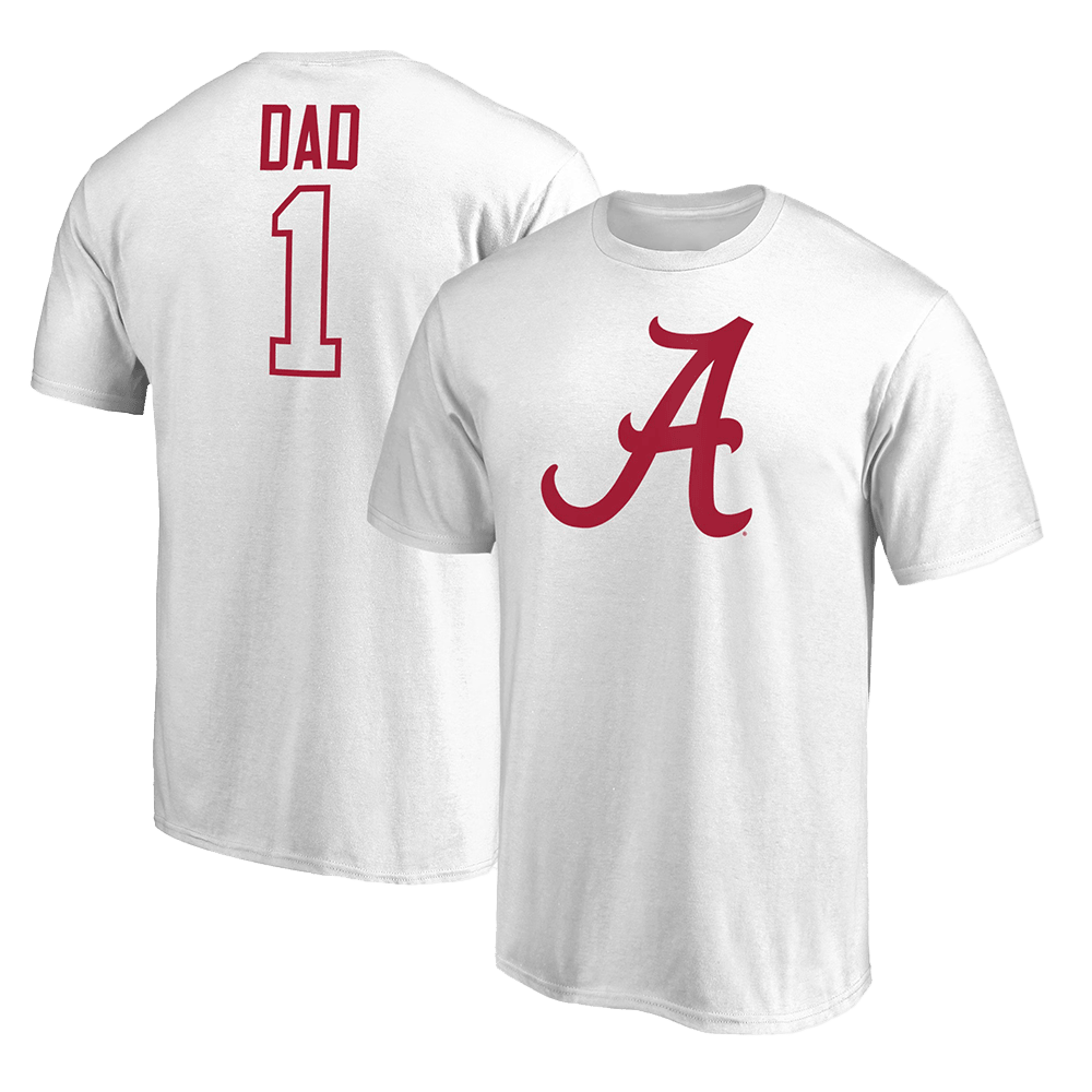 White Alabama Crimson Tide Number 1 Dad T-Shirt Alabama Crimson Tide Merch Father's Day Gifts-1
