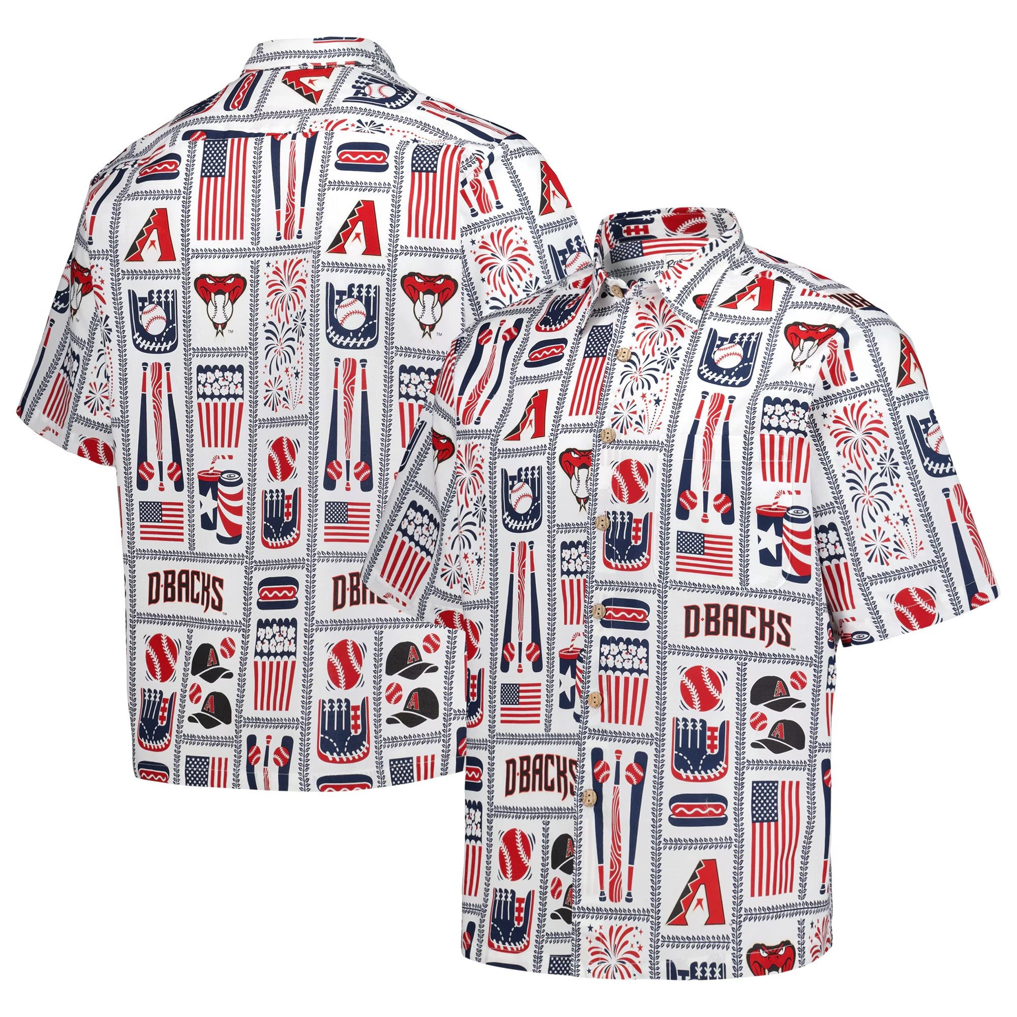 White Arizona Diamondbacks Americana Hawaiian Shirt MLB Aloha Shirt Gifts For Baseball Fans-1