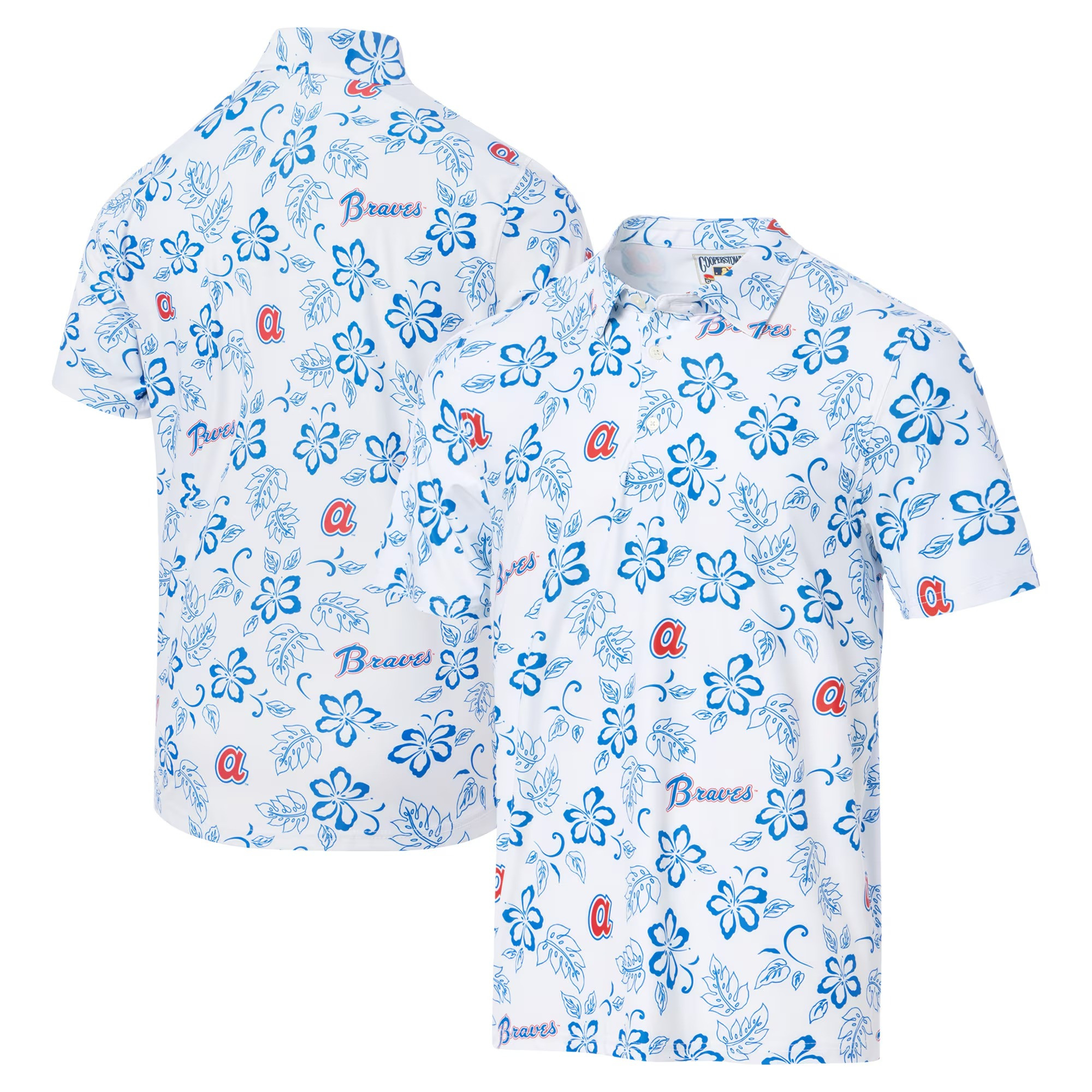 White Atlanta Braves Polo Shirt MLB Aloha Shirt Father's Day Gifts For Baseball Fans-1
