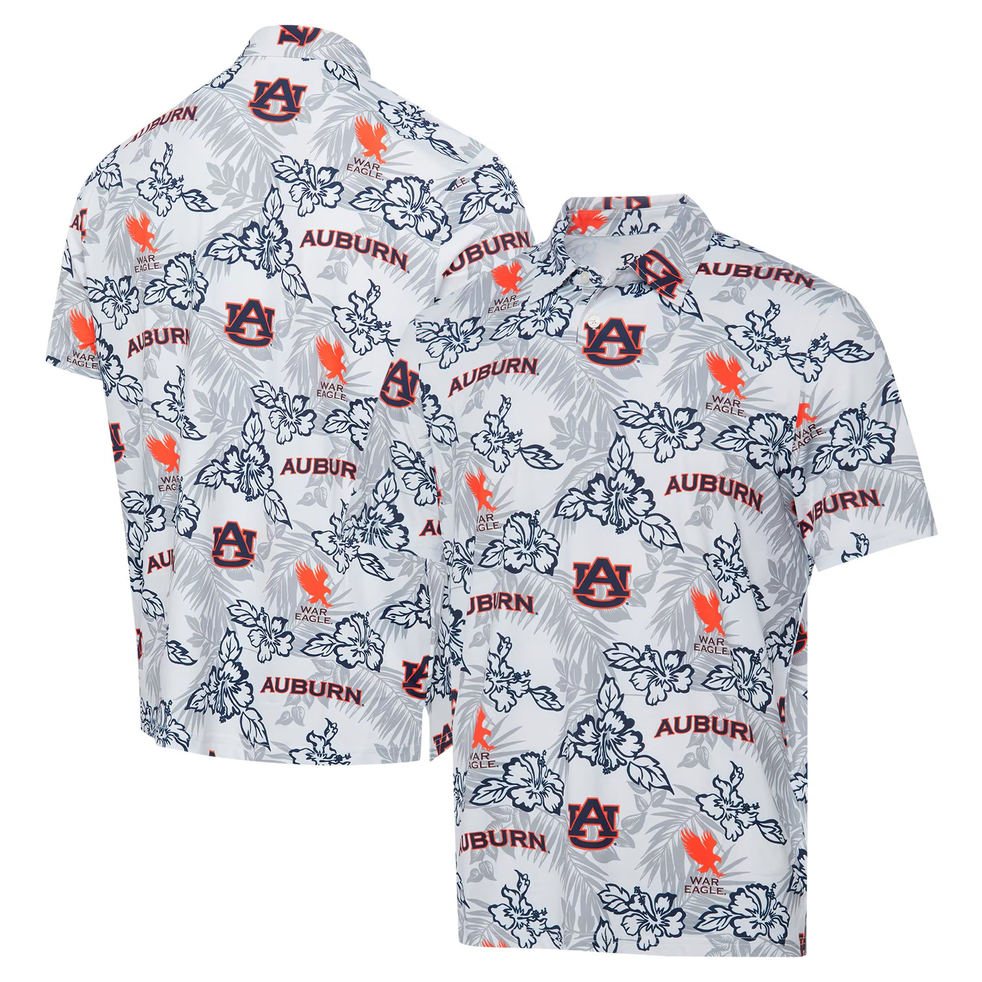 White Auburn Tigers Polo Shirt NCAA Aloha Shirt Gifts For Football Fan-1