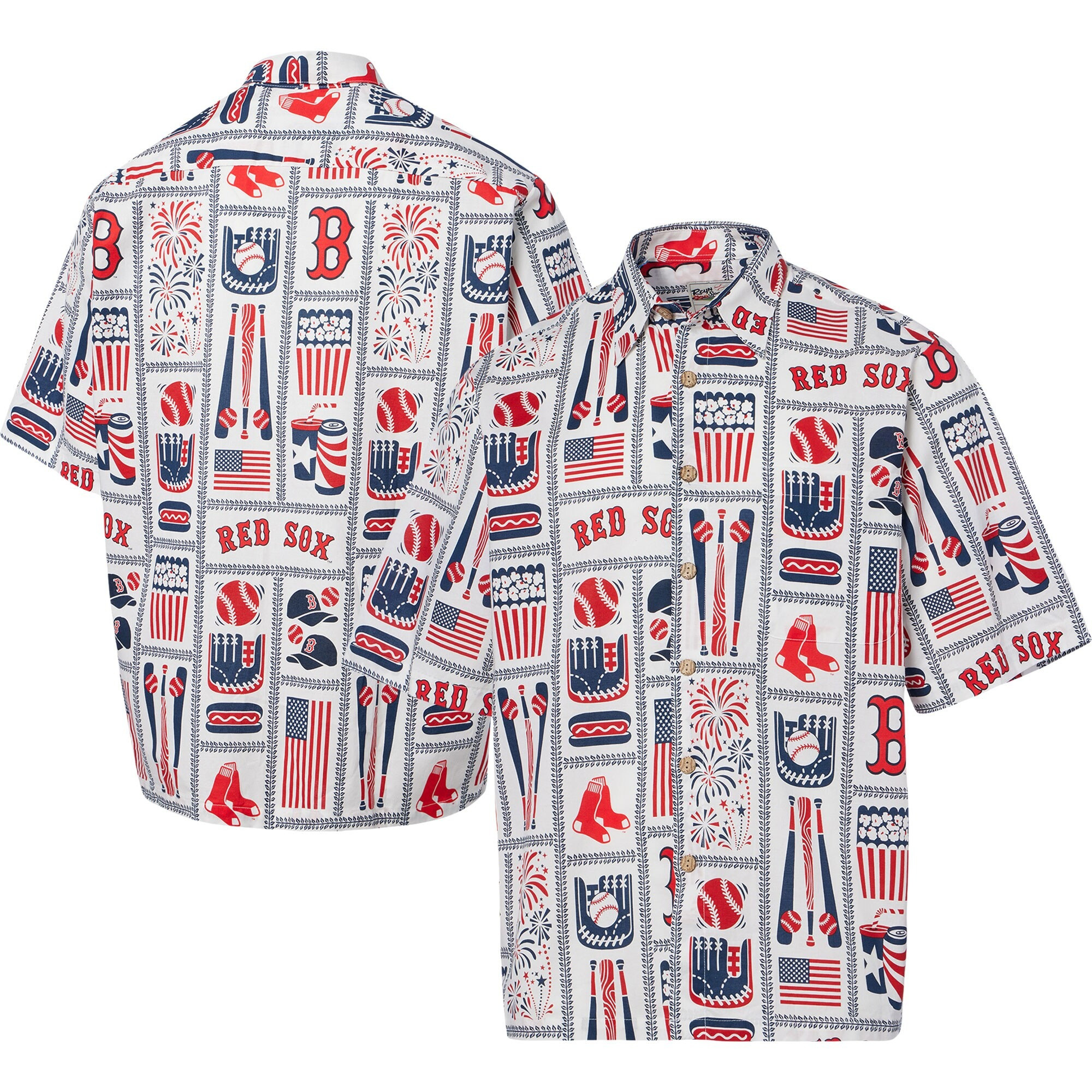 White Boston Red Sox Americana Hawaiian Shirt MLB Aloha Shirt Baseball Team Gift Ideas-1