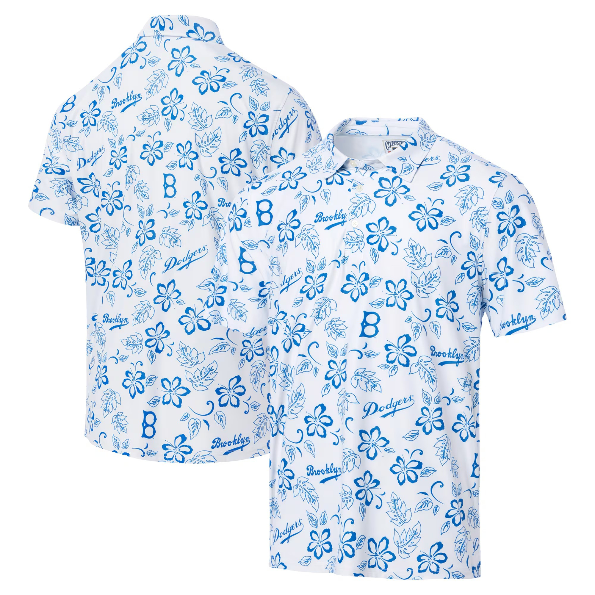 White Brooklyn Dodgers Polo Shirt MLB Aloha Shirt Best Gifts For Baseball Fans-1