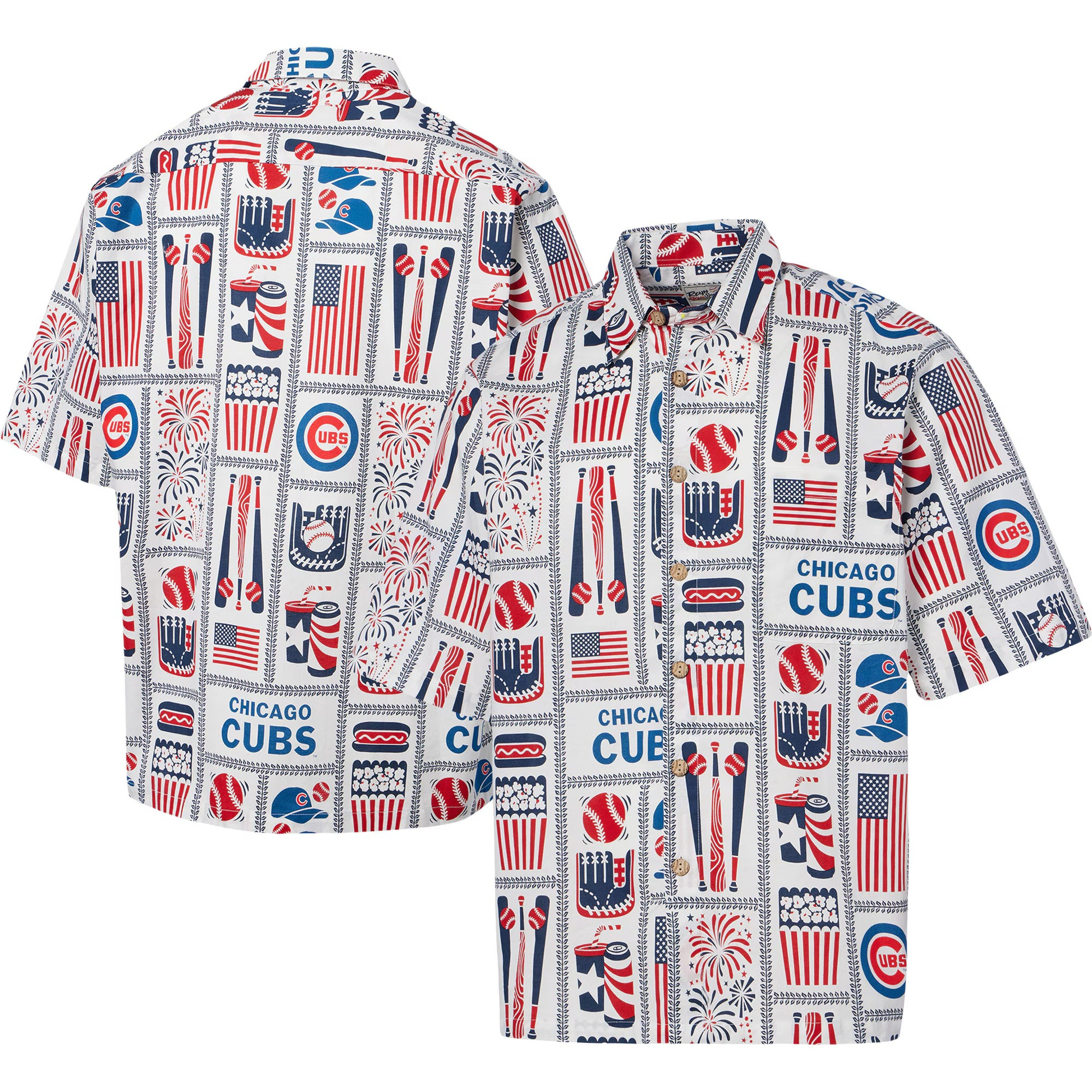 White Chicago Cubs Americana Hawaiian Shirt MLB Aloha Shirt Unique Gifts For Baseball Fans-1 White Chicago Cubs Americana Hawaiian Shirt MLB Aloha Shirt Unique Gifts For Baseball Fans-1