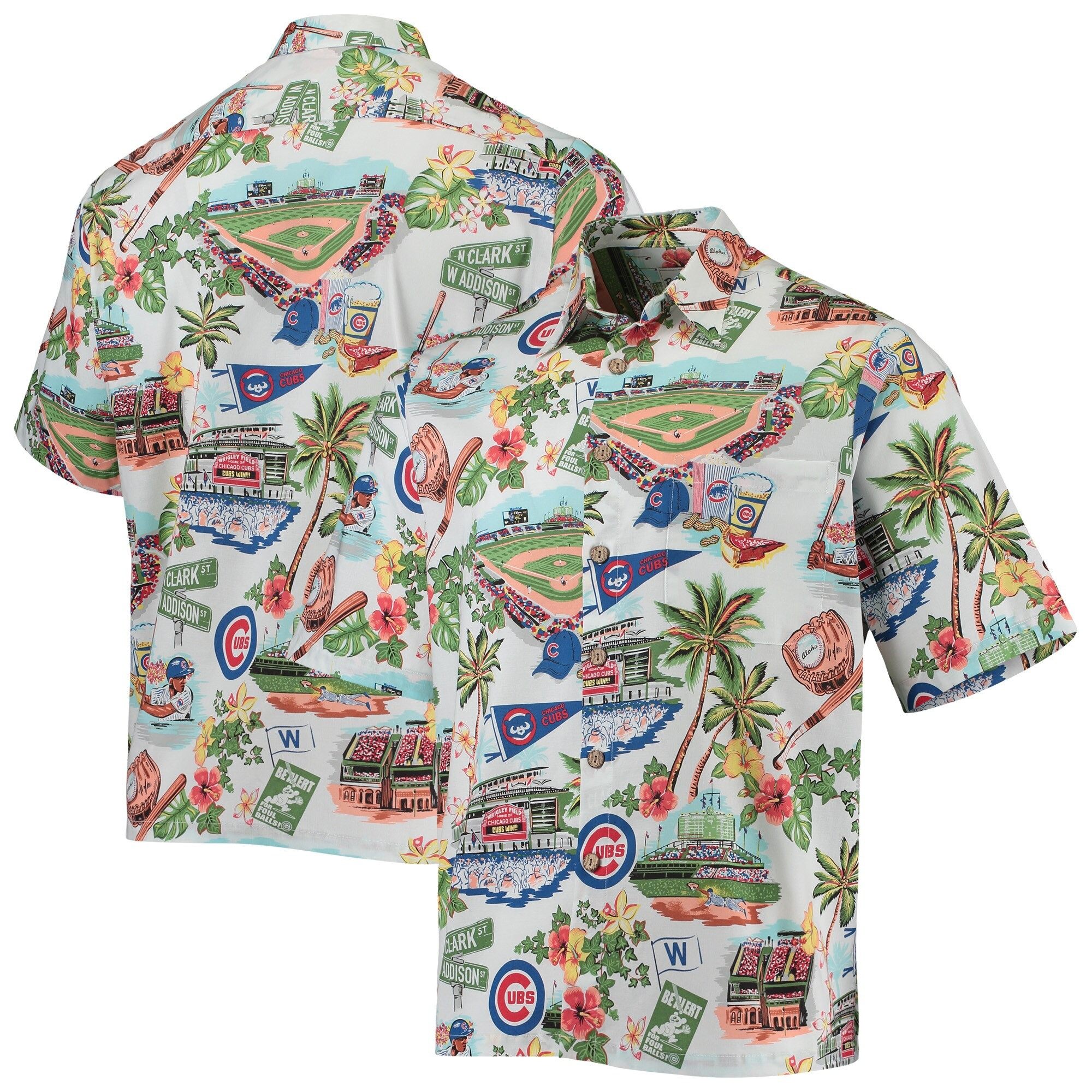 White Chicago Cubs Hawaiian Shirt MLB Aloha Shirt Baseball Lover Gift Ideas-1