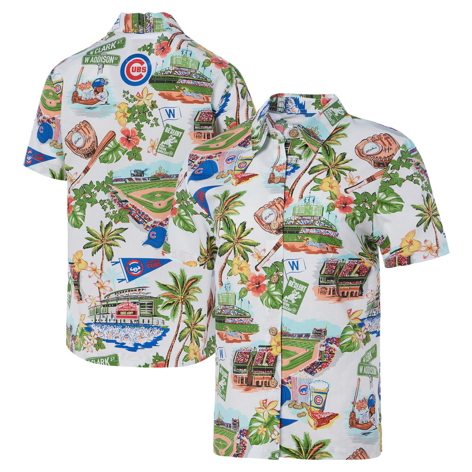 White Chicago Cubs Hawaiian Shirt MLB Aloha Shirt Best Father's Day Gifts For Grandpa-1