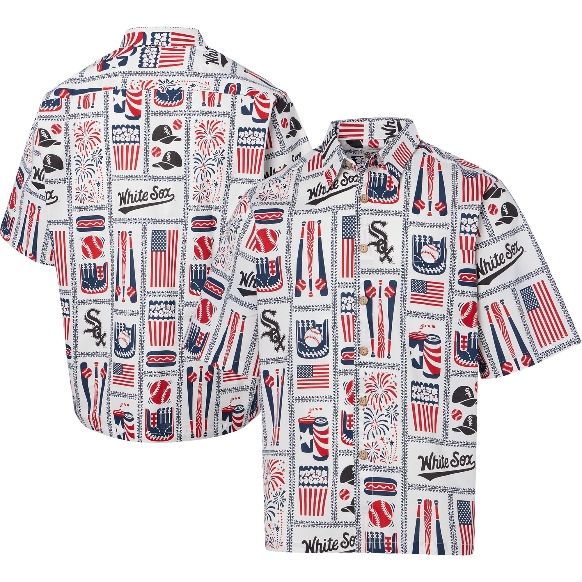 White Chicago White Sox Americana Hawaiian Shirt MLB Aloha Shirt Presents For Baseball Lovers-1