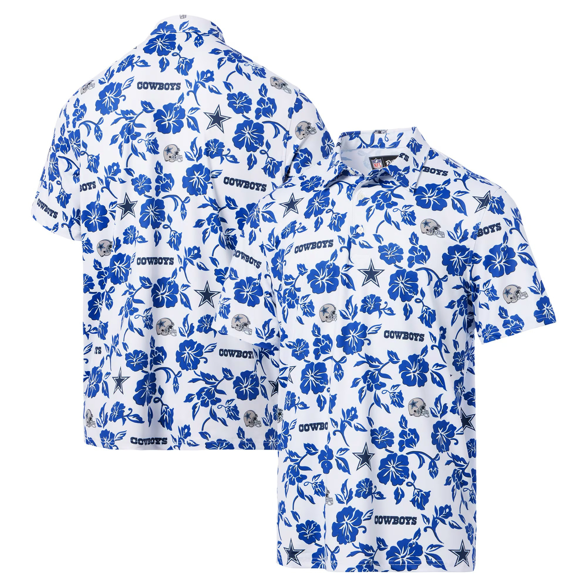 White Dallas Cowboys Polo Shirt NFL Aloha Shirt Good Fathers Day Gifts-1
