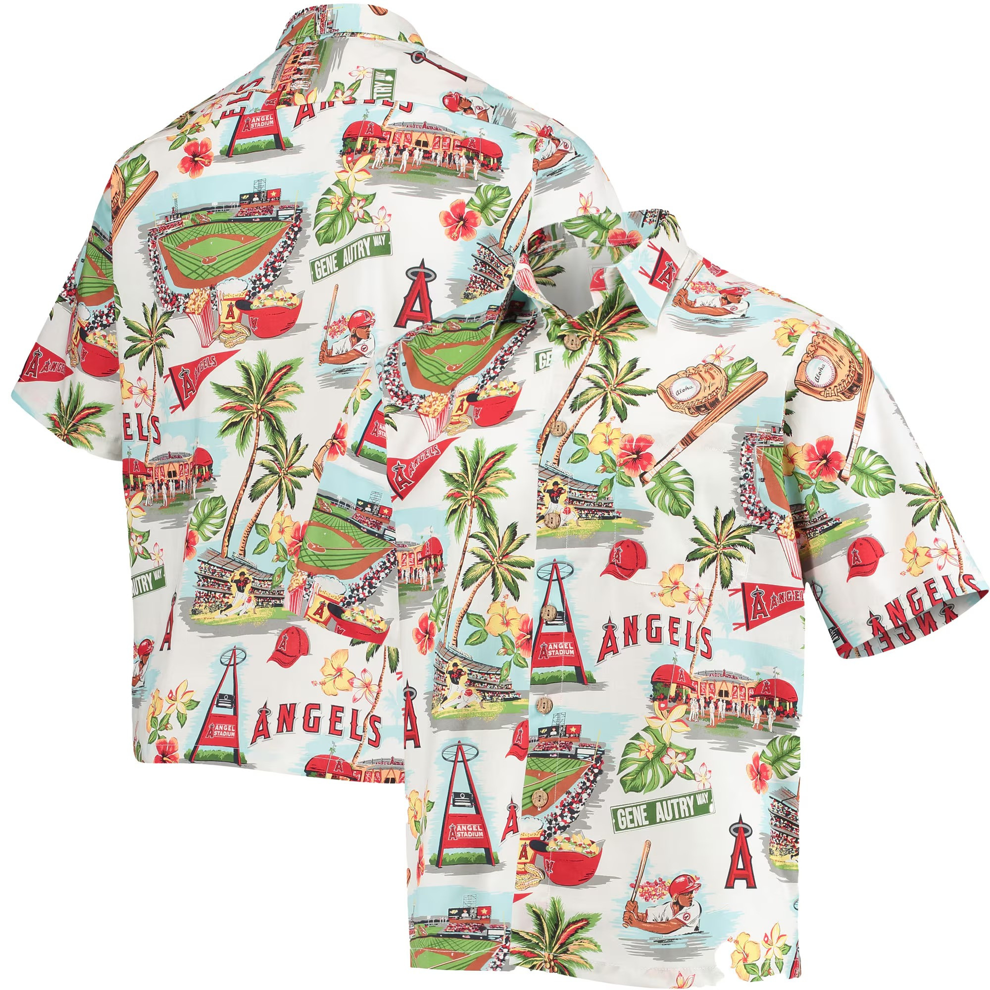 White Los Angeles Angels Hawaiian Shirt MLB Aloha Shirt Good Gifts For Dads-1