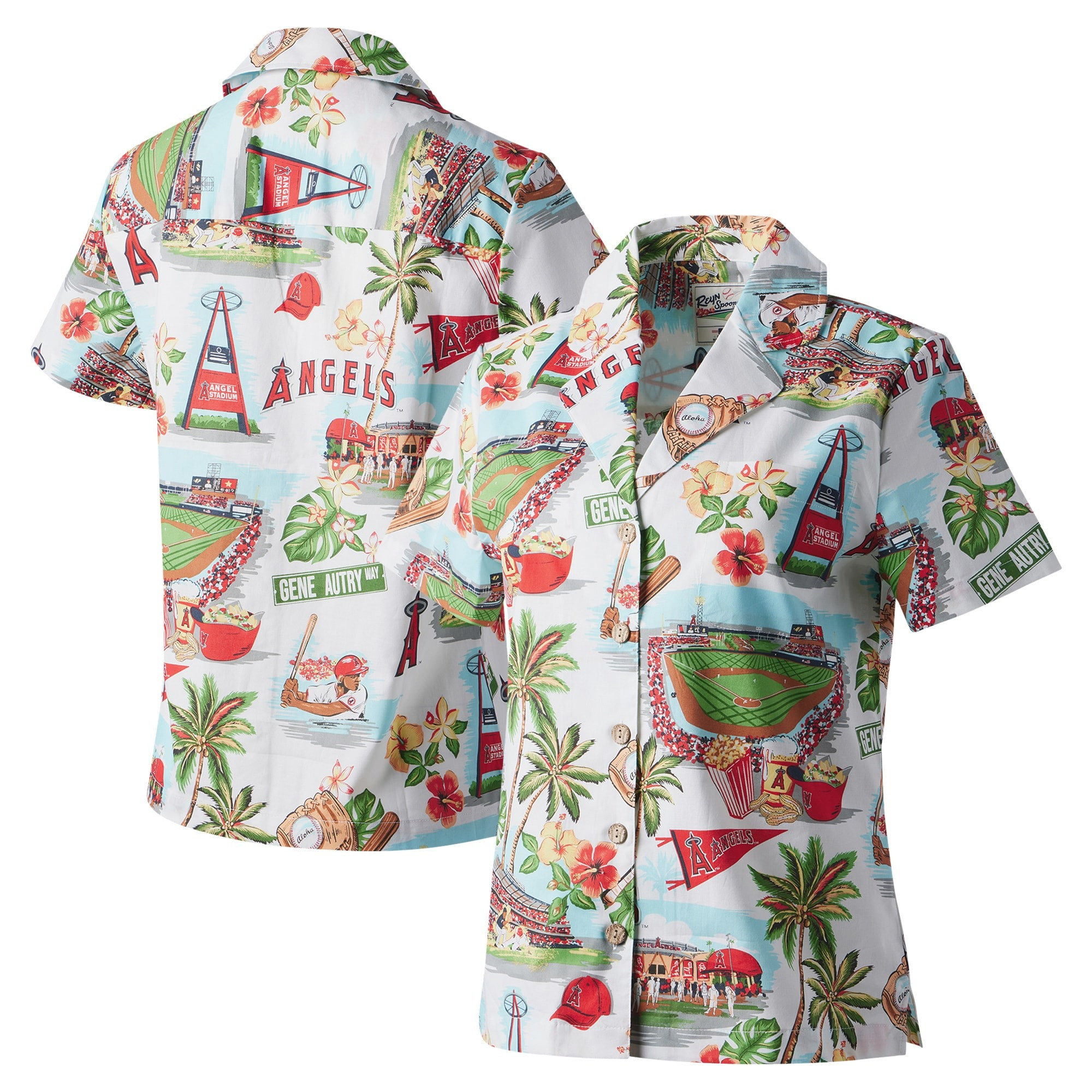 White Los Angeles Angels Hawaiian Shirt Womens MLB Aloha Shirt Gifts For Mom-1