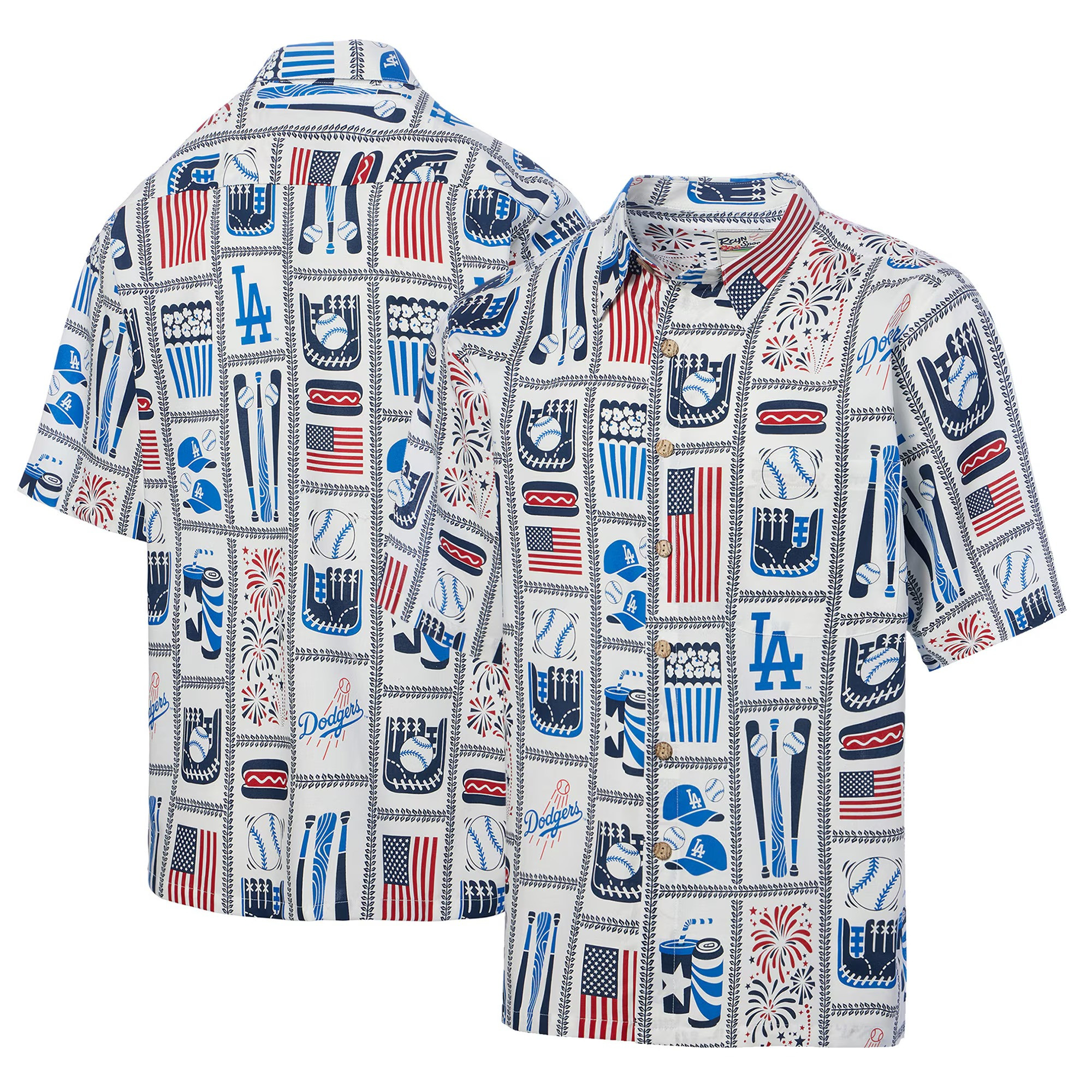 White Los Angeles Dodgers Americana Hawaiian Shirt MLB Aloha Shirt Gifts For Baseball Fans-1
