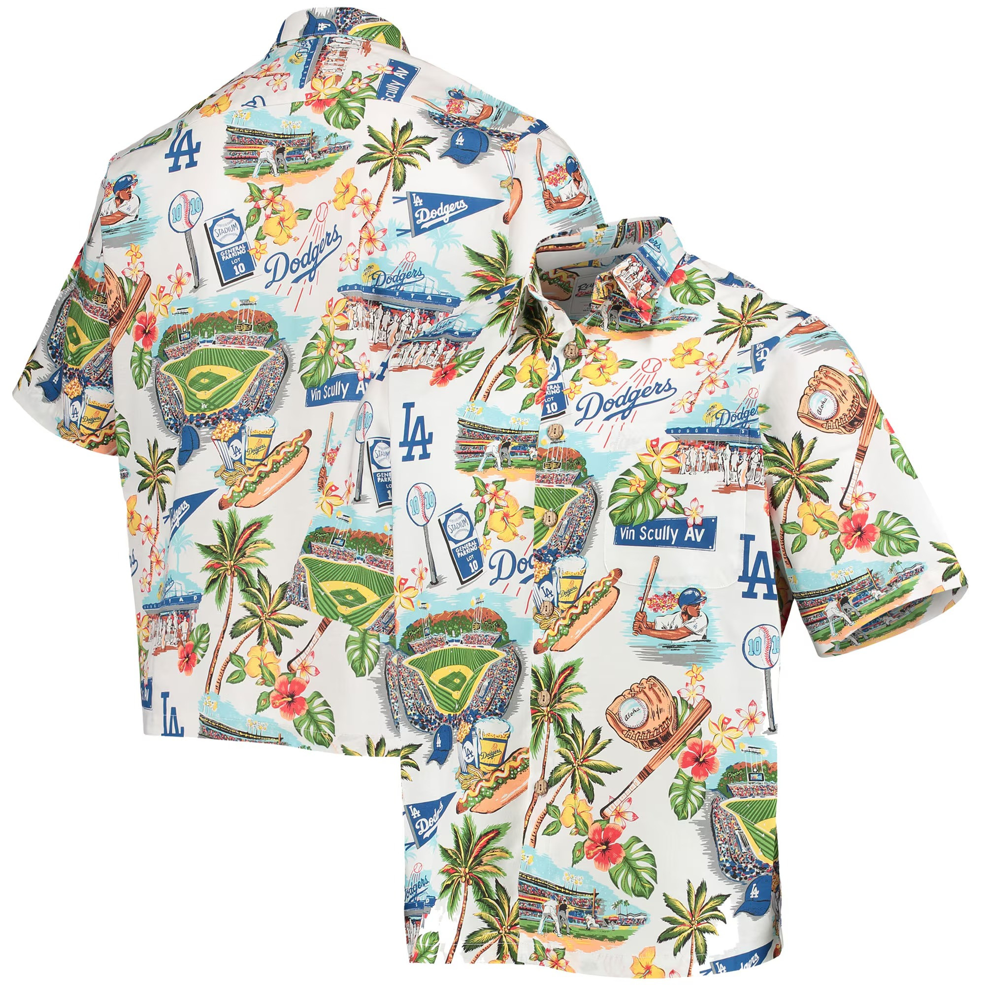White Los Angeles Dodgers Hawaiian Shirt MLB Aloha Shirt Meaningful Father's Day Gifts-1
