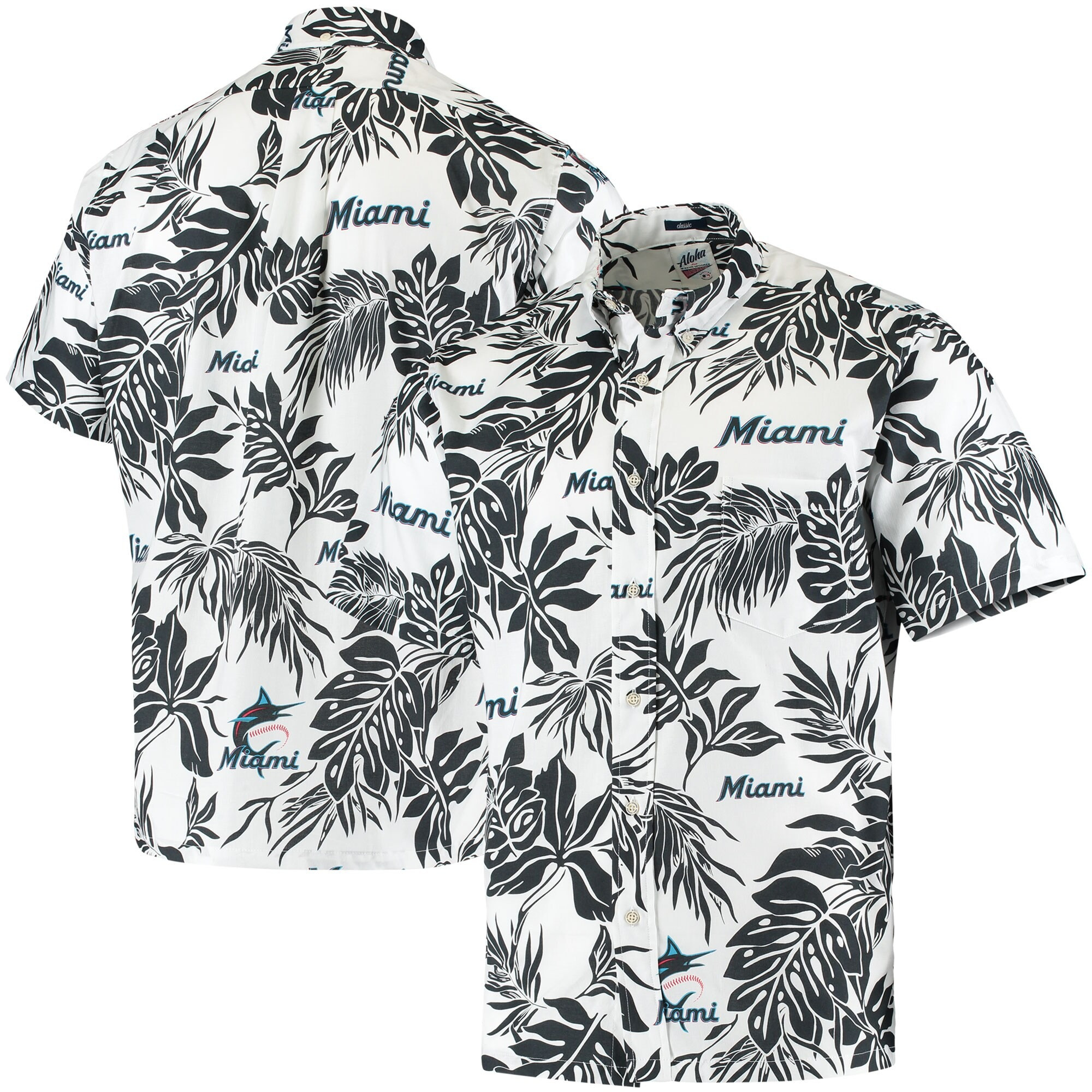 White Miami Marlins Hawaiian Shirt MLB Aloha Shirt Baseball Lovers Cool Gifts For Dad-1