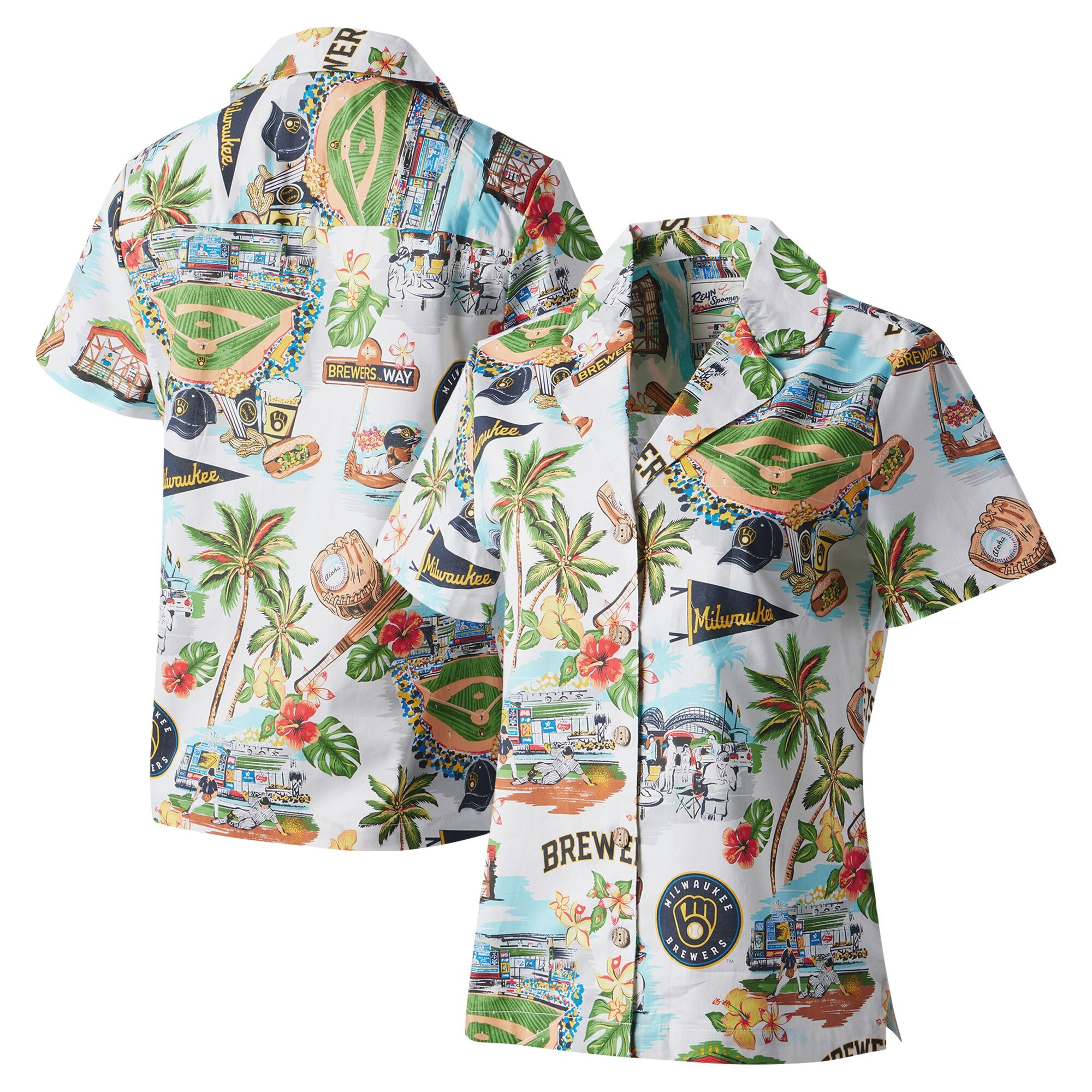 White Milwaukee Brewers Hawaiian Shirt Womens MLB Aloha Shirt Gifts For Sister-1