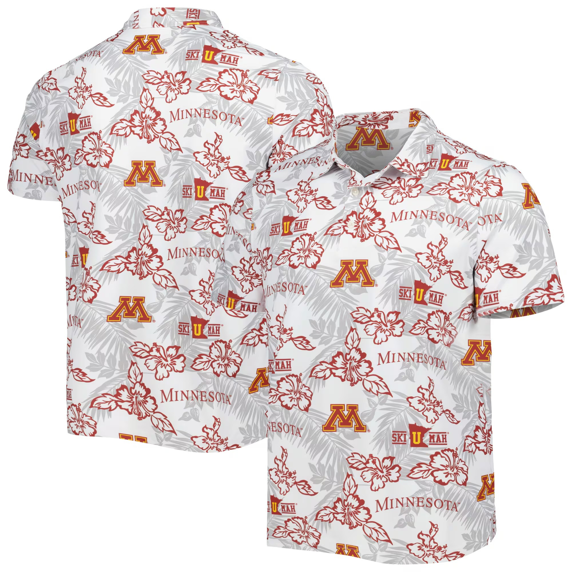 White Minnesota Golden Gophers Polo Shirt NCAA Aloha Shirt Fathers Day Delivery Gifts-1