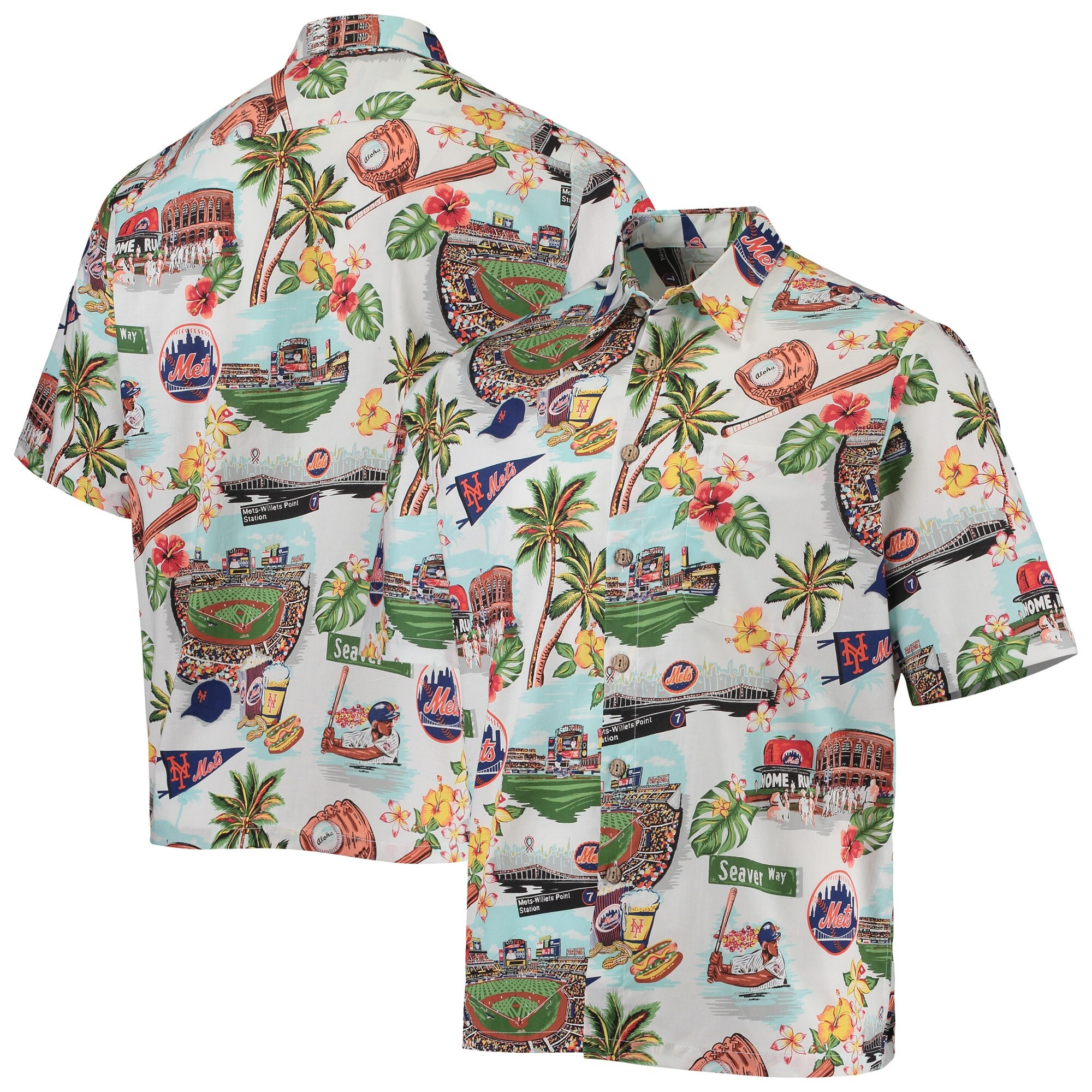 White New York Mets Hawaiian Shirt MLB Aloha Shirt Baseball Player Gift Ideas-1