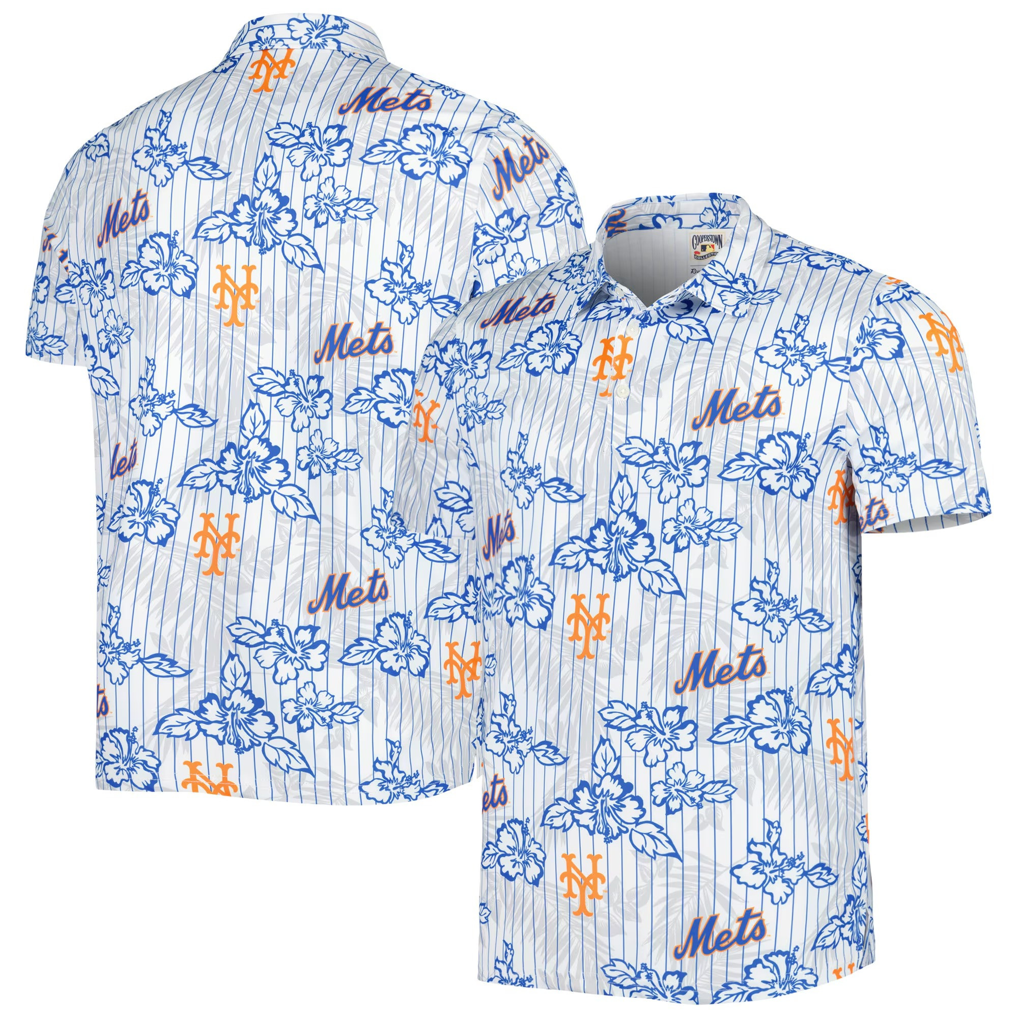 White New York Mets Polo Shirt MLB Aloha Shirt Unique Gifts For Baseball Fans-1