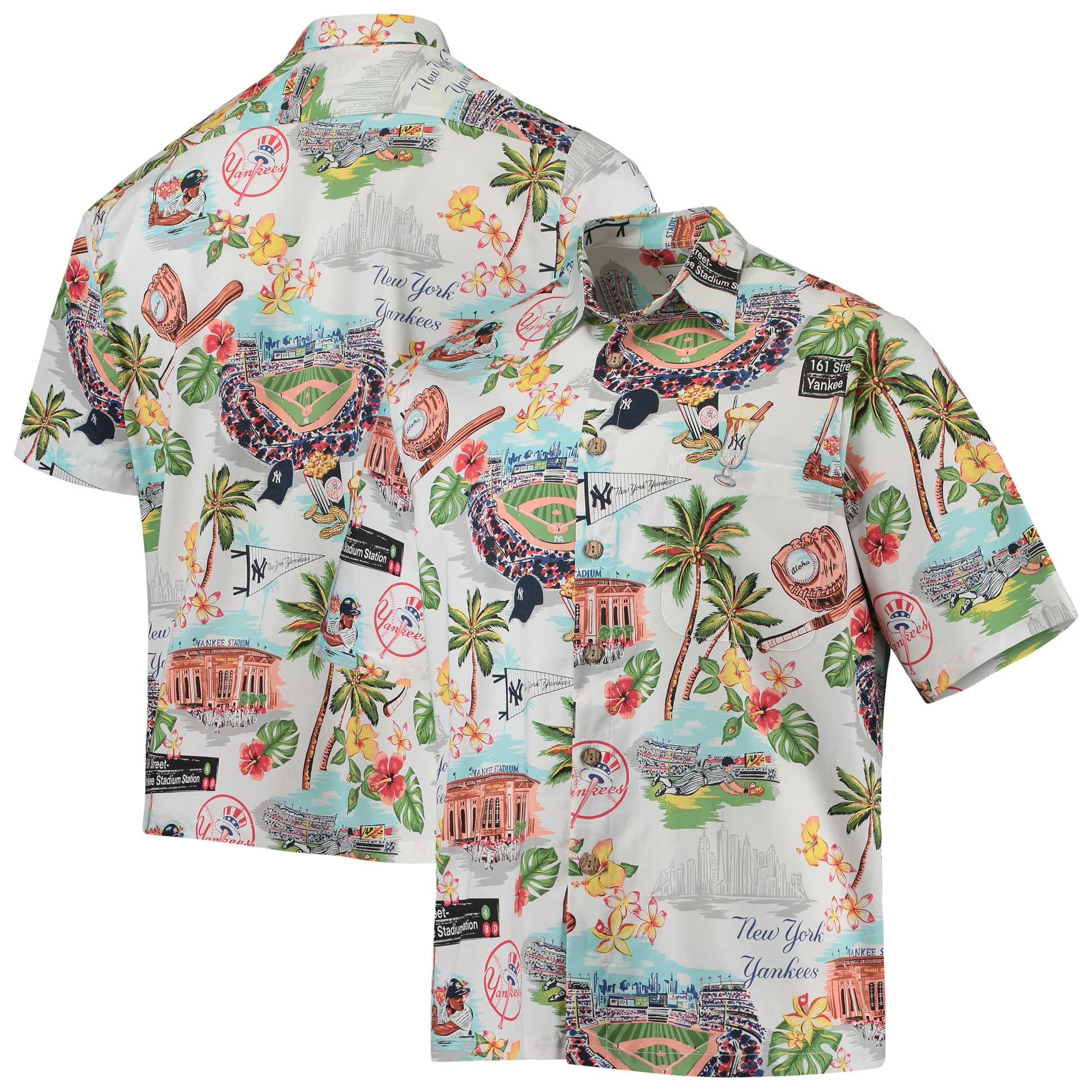 White New York Yankees Hawaiian Shirt MLB Aloha Shirt Top Father's Day Gifts For Baseball Fans-1