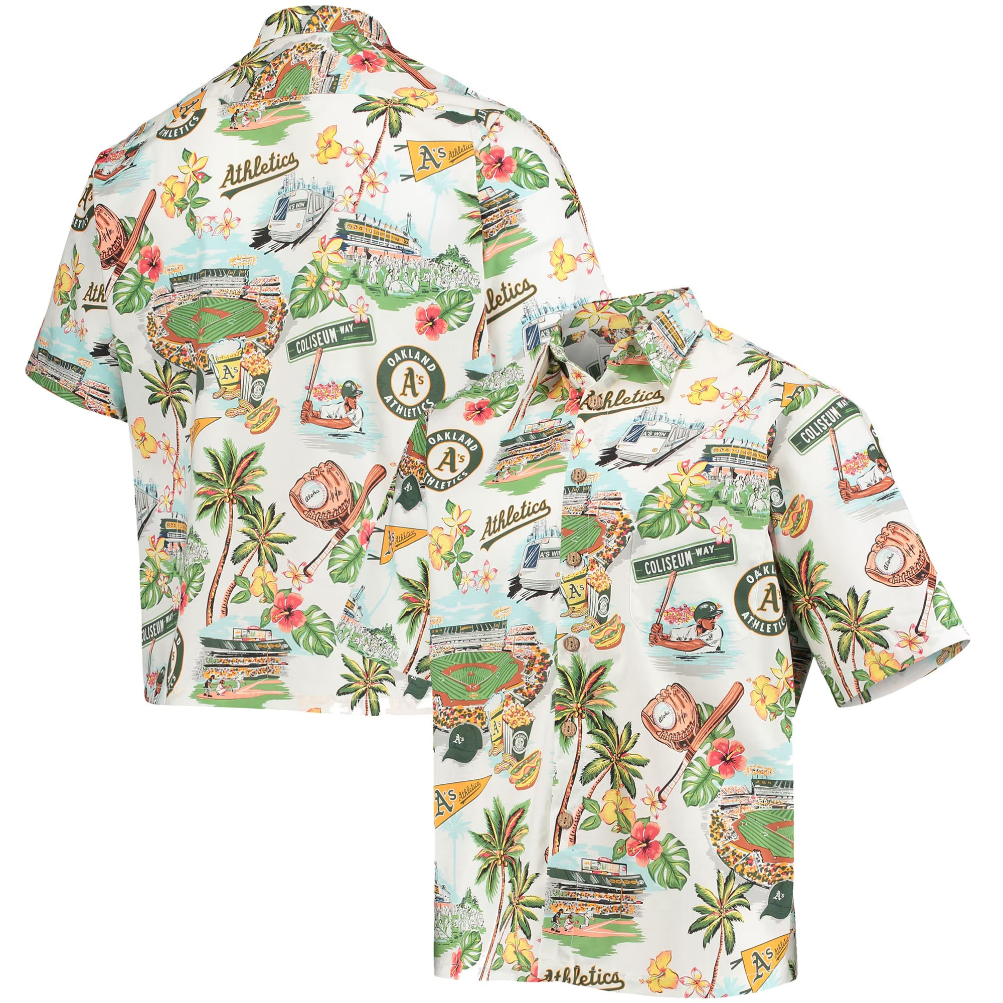 White Oakland Athletics Hawaiian Shirt MLB Aloha Shirt Baseball Lover Gift Ideas-1