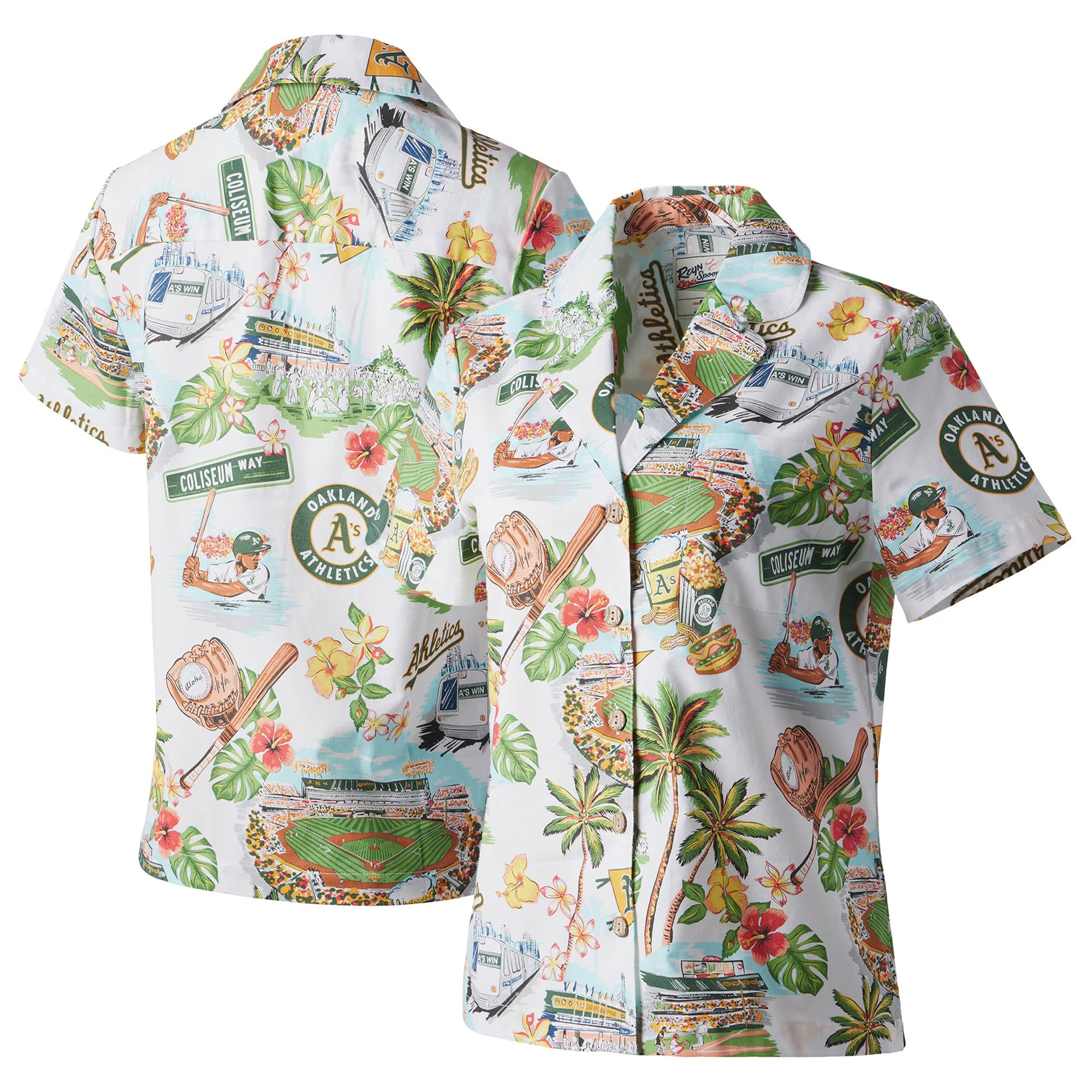 White Oakland Athletics Hawaiian Shirt Womens MLB Aloha Shirt Best Gifts For Mom-1