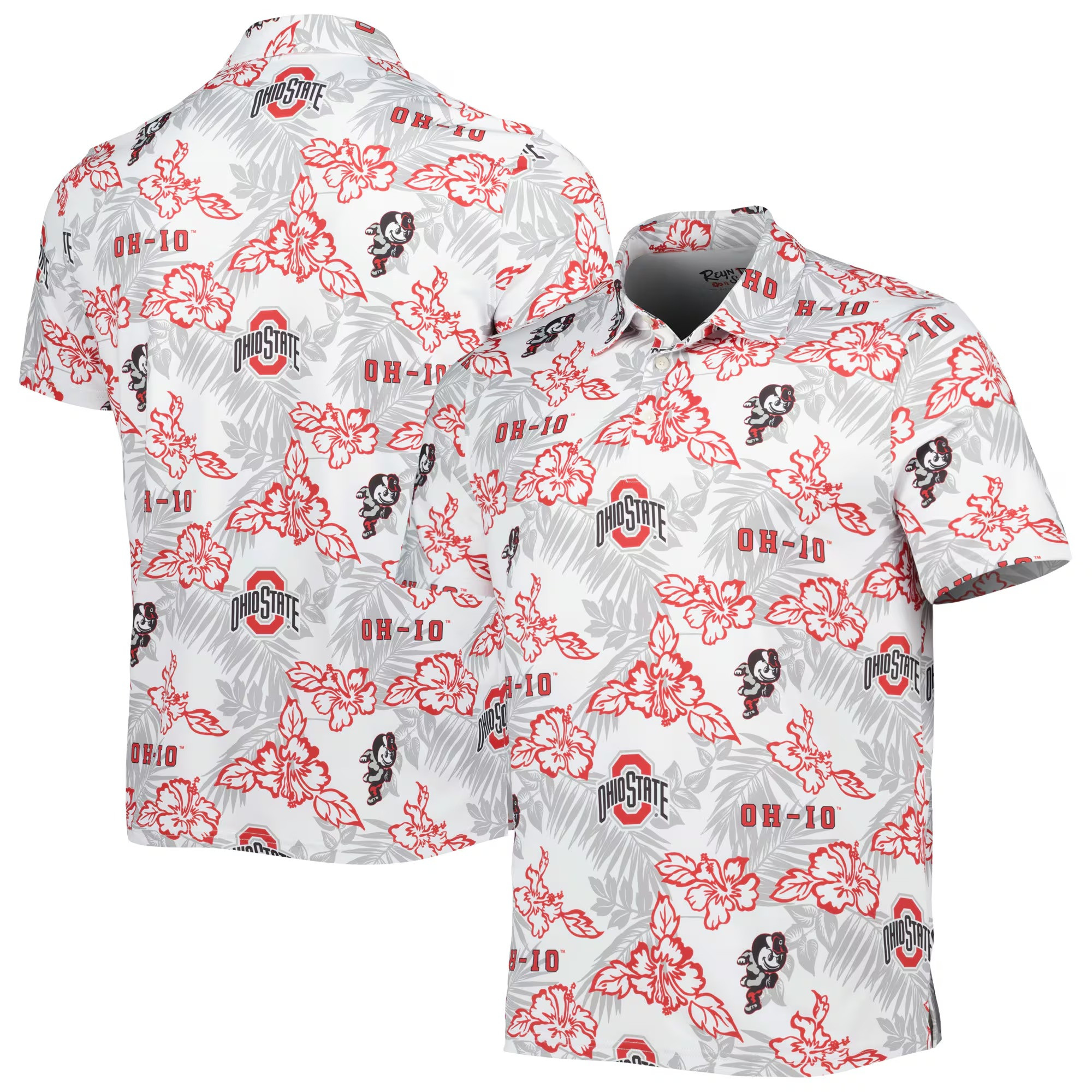 White Ohio State Buckeyes Polo Shirt MLB Aloha Shirt Father's Day Gifts For Husband-1