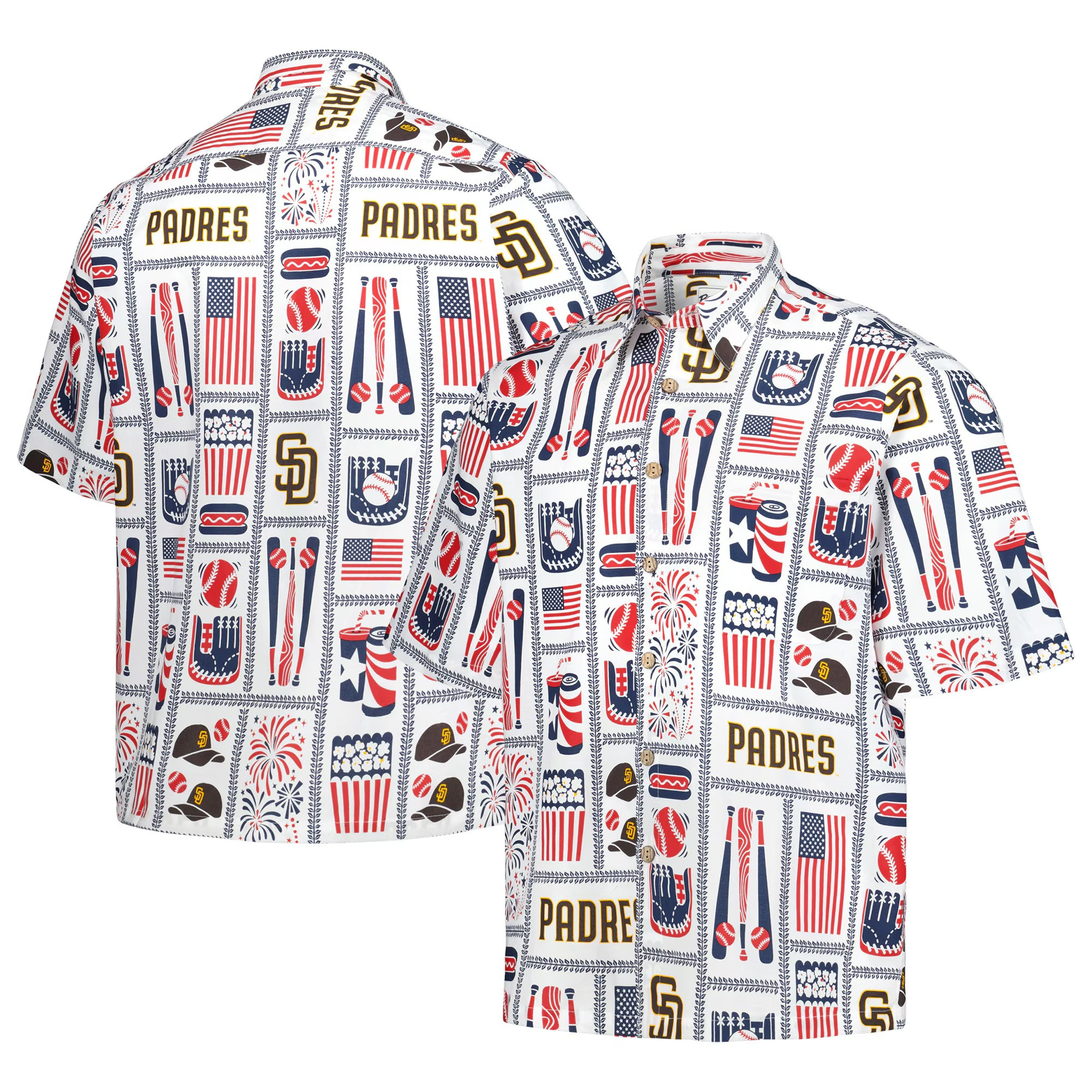 White San Diego Padres Americana Hawaiian Shirt MLB Aloha Shirt Baseball Lover Gift Ideas-1