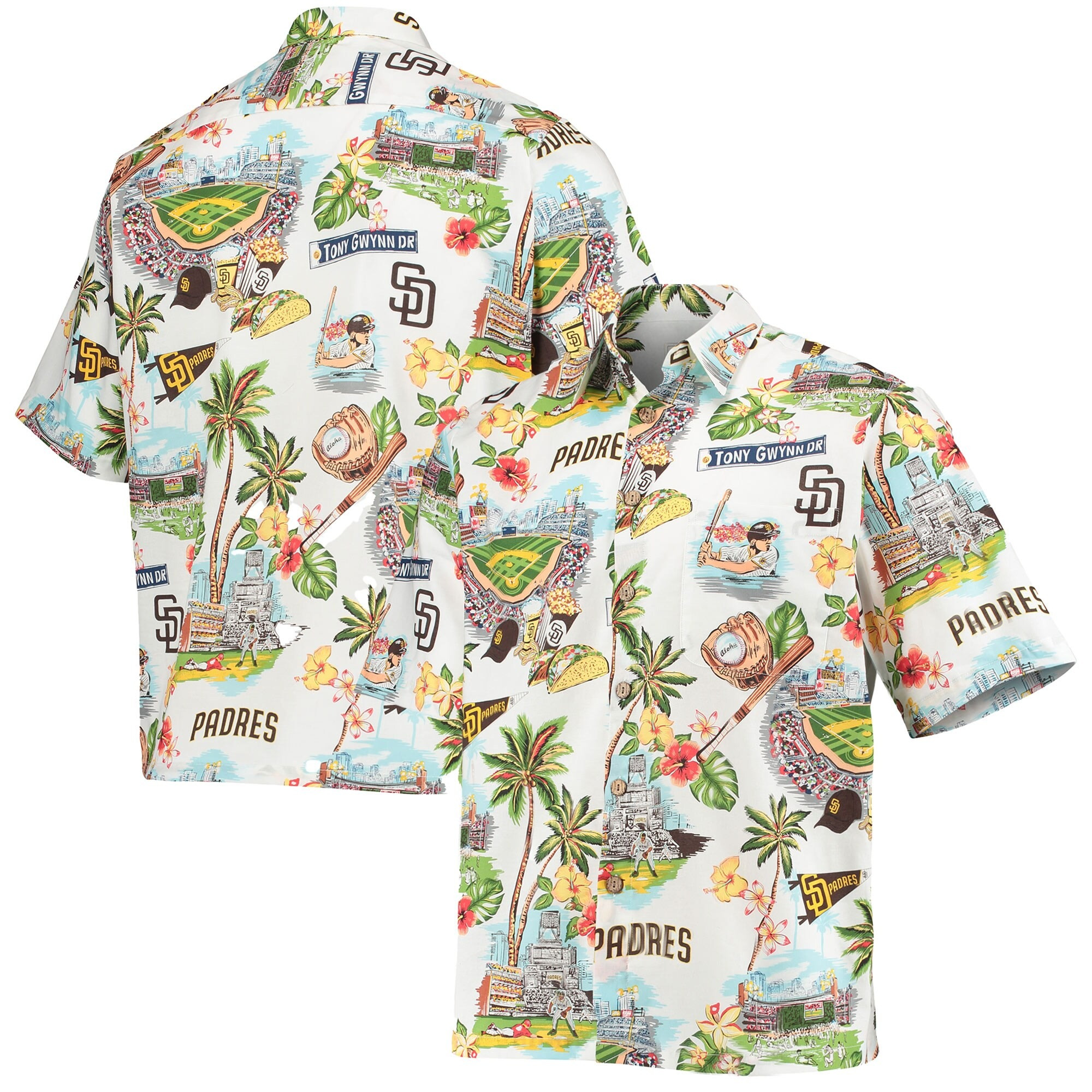 White San Diego Padres Hawaiian Shirt MLB Aloha Shirt Presents For Baseball Lovers-1