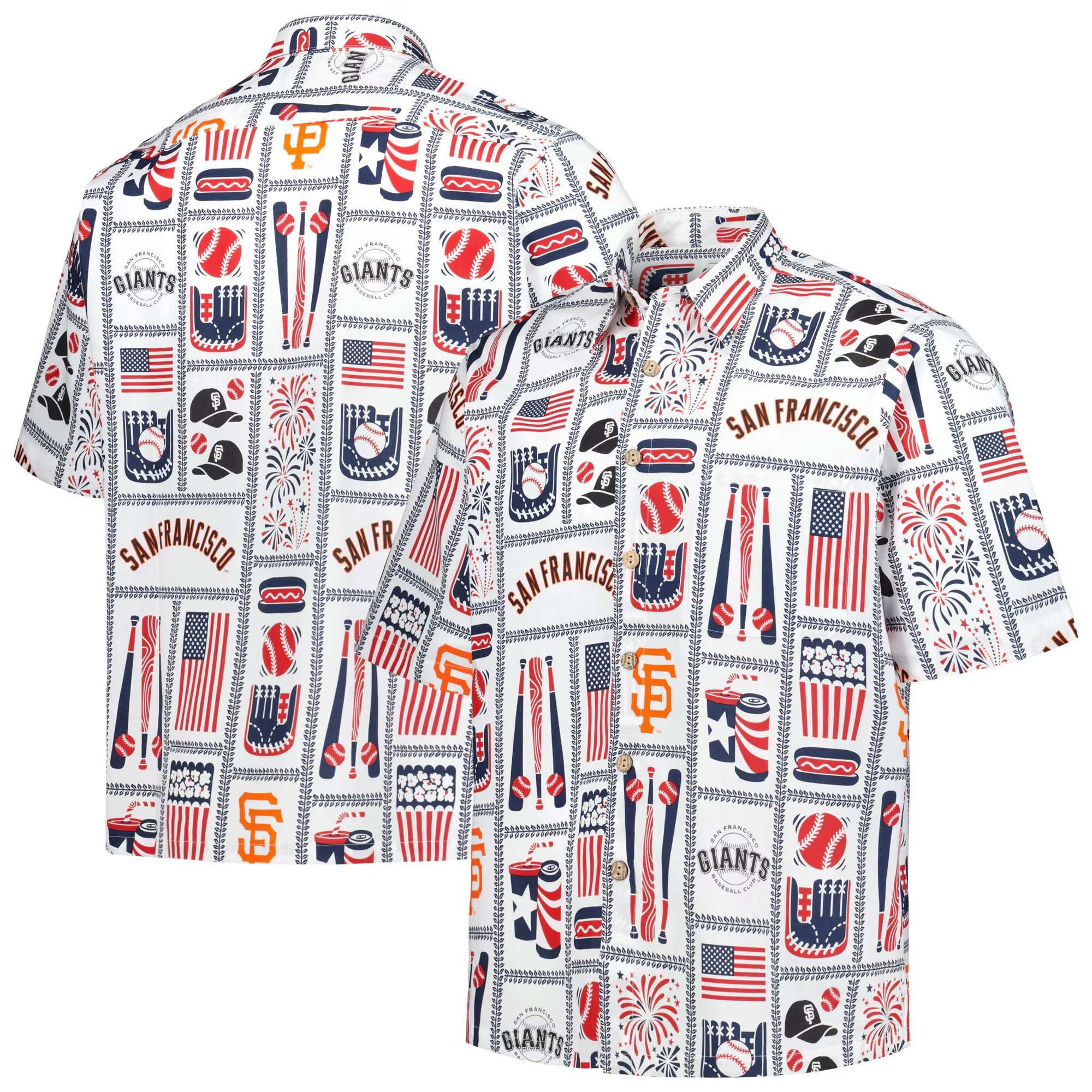 White San Francisco Giants Americana Hawaiian Shirt MLB Aloha Shirt Baseball Enthusiast Gifts-1