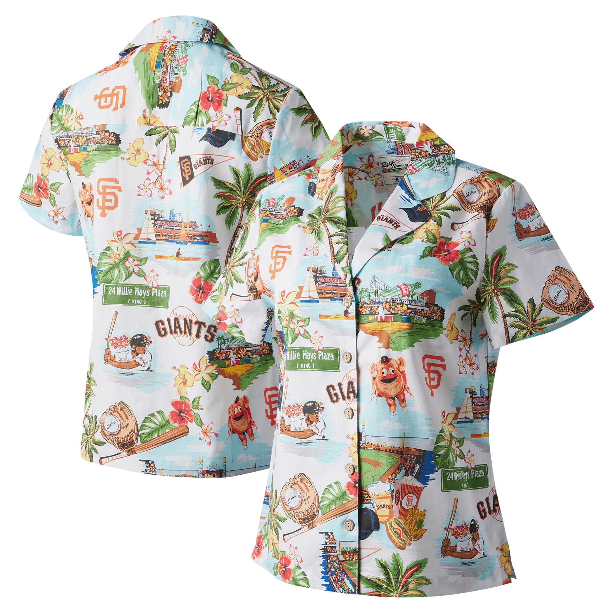 White San Francisco Giants Hawaiian Shirt Women's MLB Aloha Shirt Gifts For Baseball Fans-1