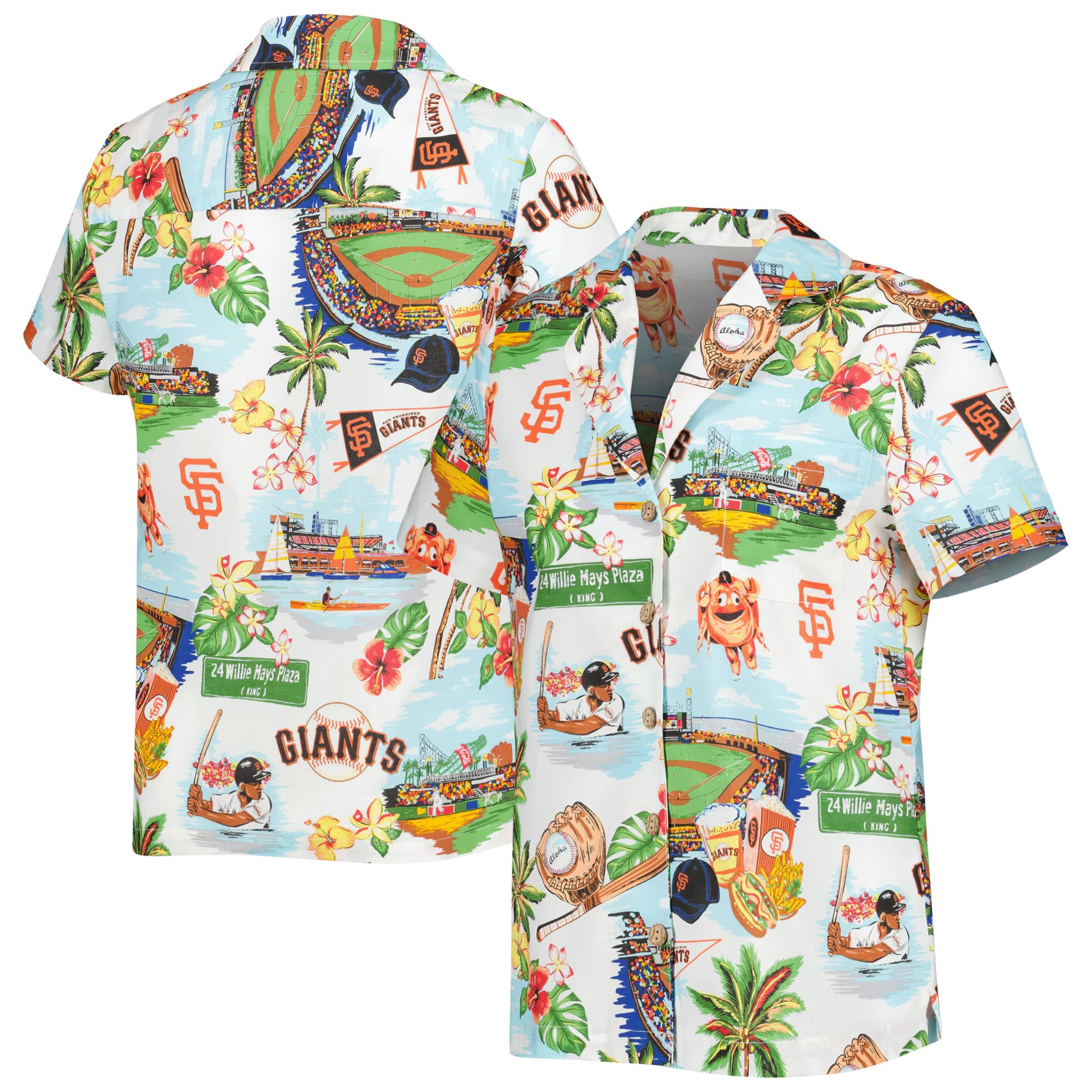 White San Francisco Giants Hawaiian Shirt Women's MLB Aloha Shirt Gifts For Wife-1