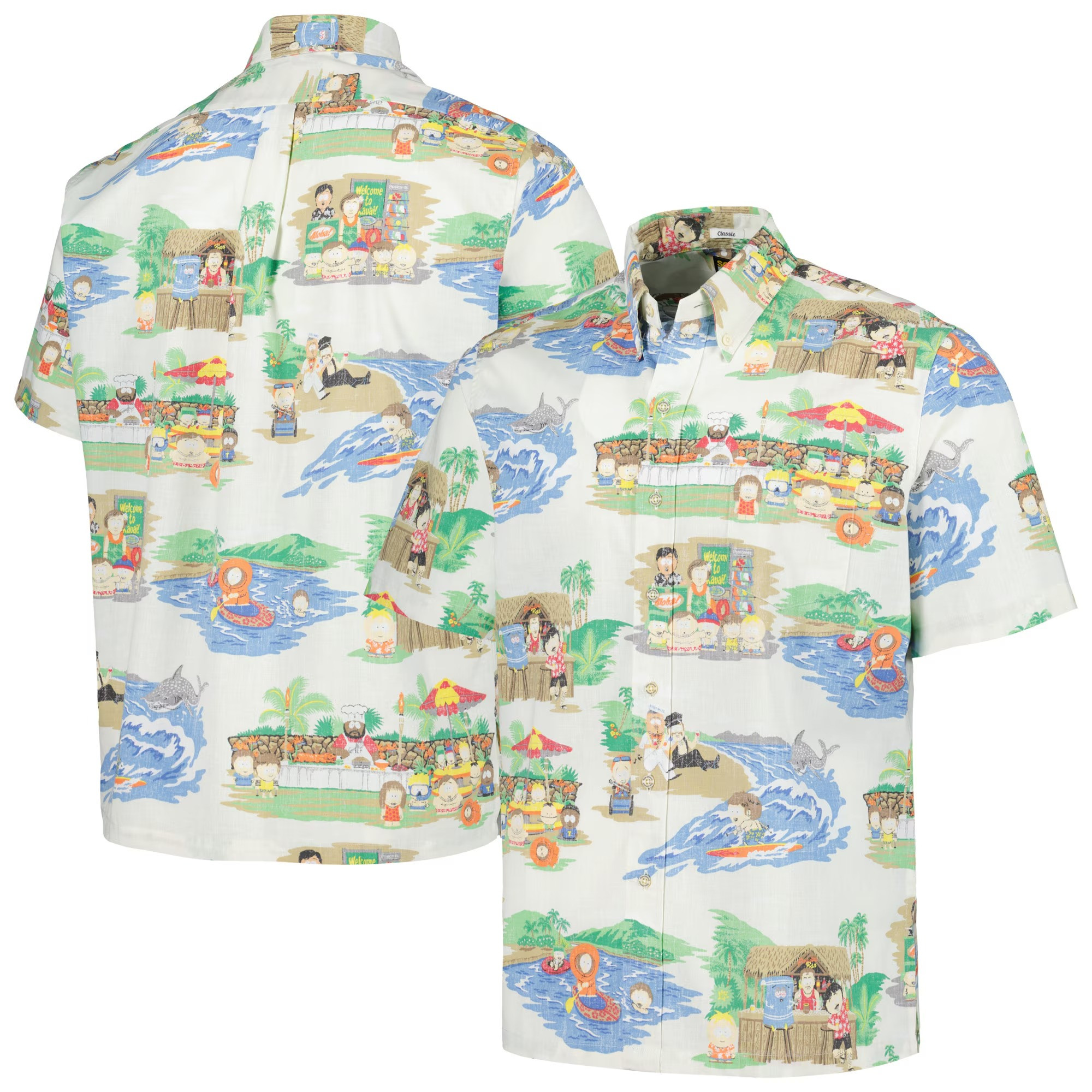 White South Park Hawaiian Shirt Cartoon Aloha Shirt Fathers Day Gift From Daughter-1